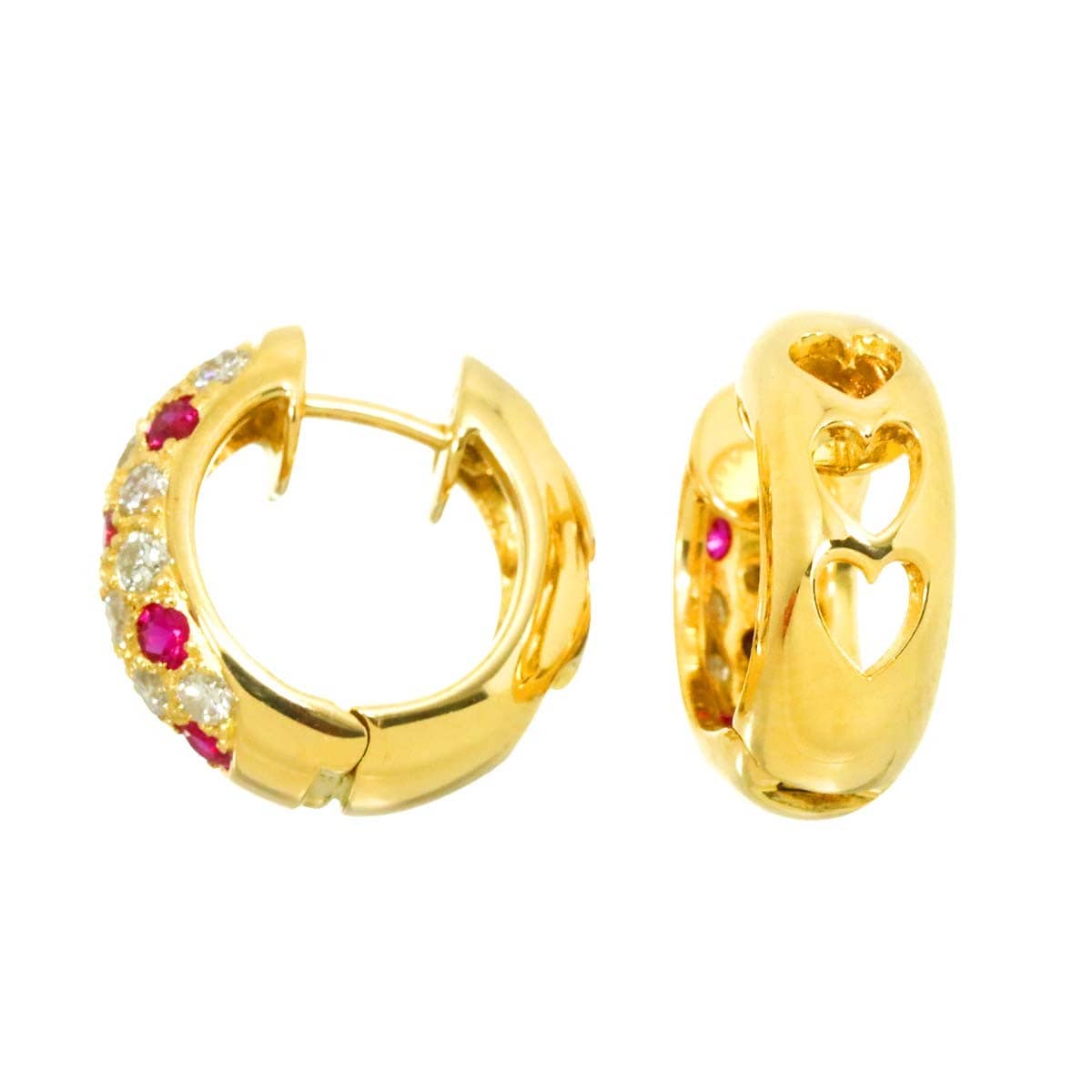 Unbranded Ruby 0.25ct/0.25ct Diamond 0.27ct/0.27ct Earrings Pierced K18 YG 750 90312211