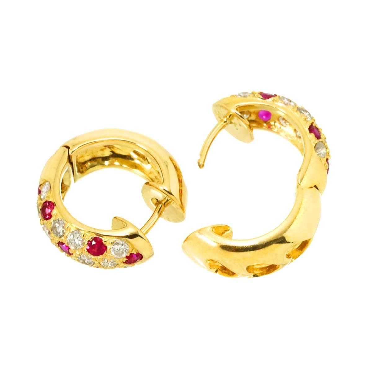 Unbranded Ruby 0.25ct/0.25ct Diamond 0.27ct/0.27ct Earrings Pierced K18 YG 750 90312211
