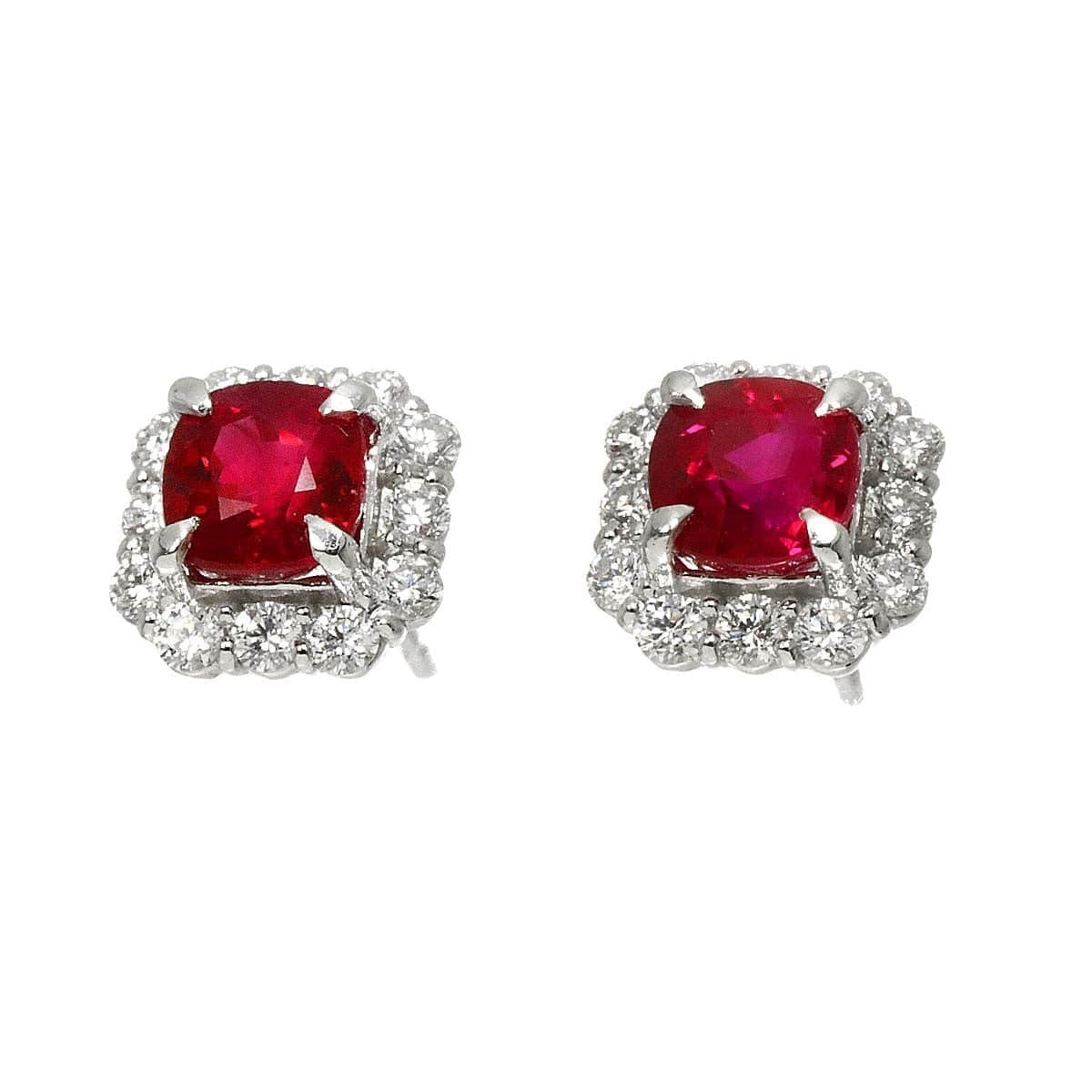 Unbranded Ruby 1.01ct/1.00ct Diamond 0.25ct/0.25ct Pt Earrings Pierced 90320848