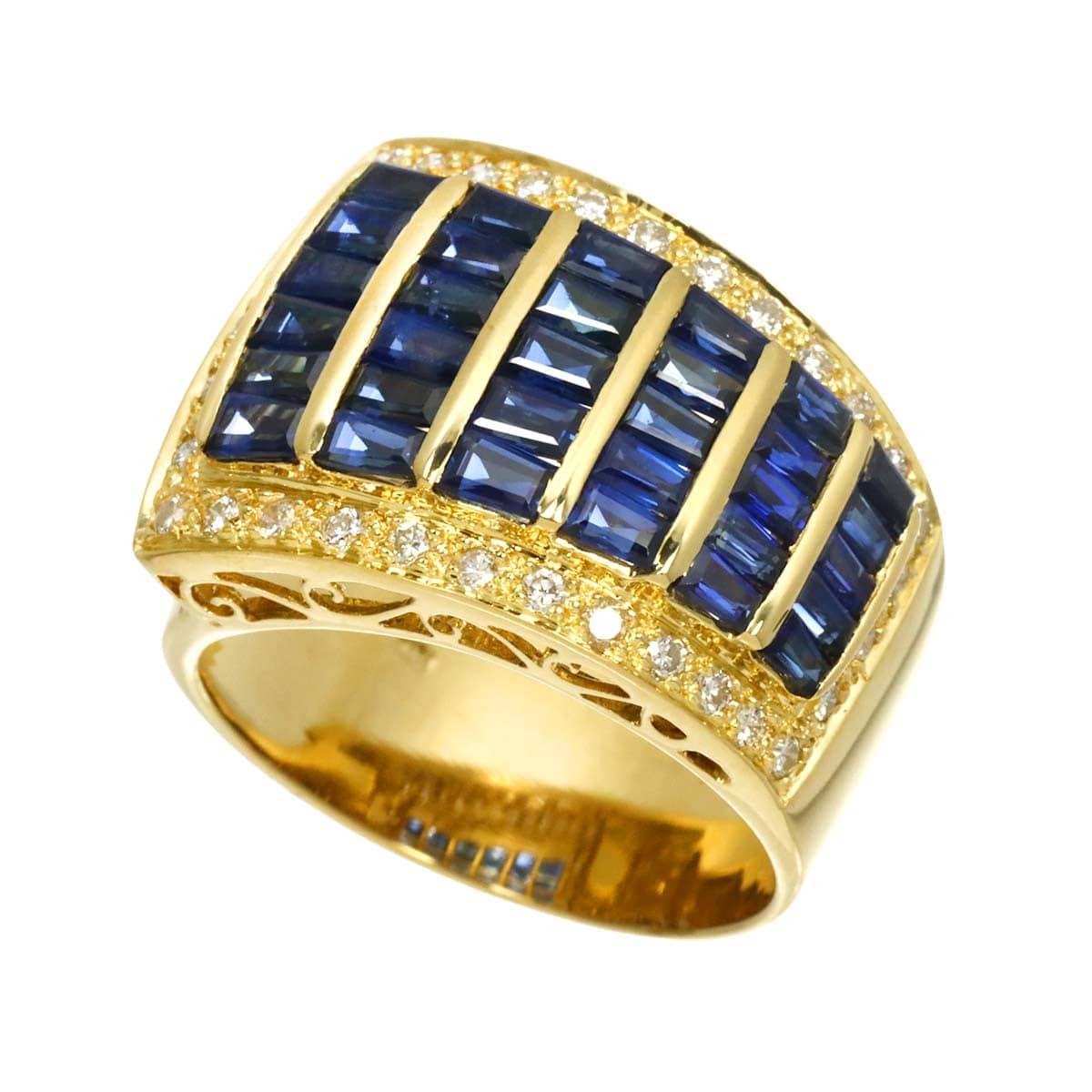 Unbranded Sapphire 3.23ct Diamond 0.40ct Ring 18K YG Yellow Gold size7.75-8(US) 90316305