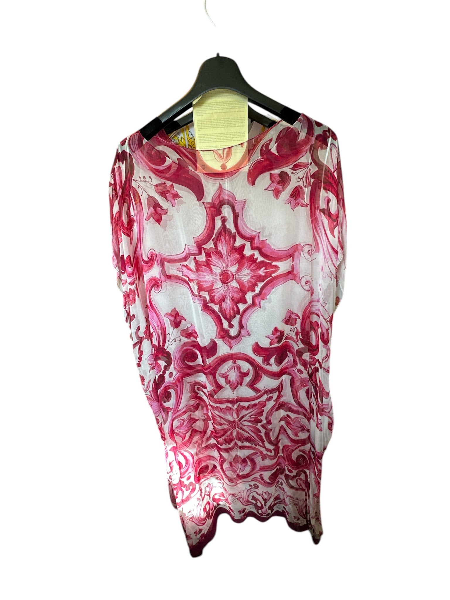 Dolce & Gabbana Dress Short Sleeve Pink Majolica Print 100%Silk DG4204B