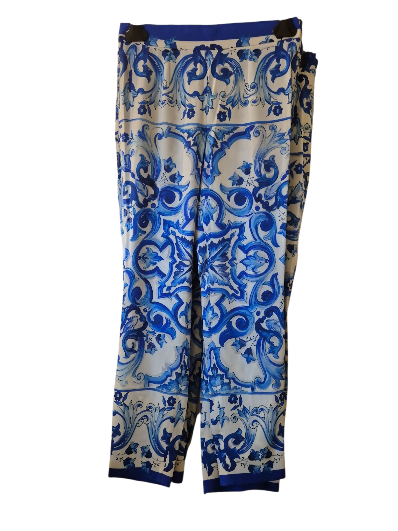 Dolce & Gabbana Pants Blue Majolica Print Silk DG6171B