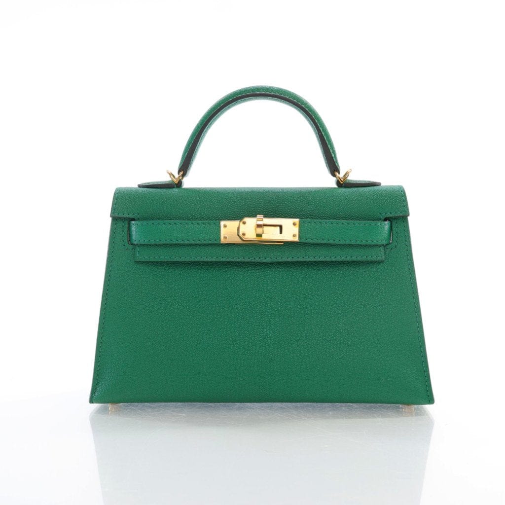 USA Hermes Mini Kelly Vert Vertigo Chevre