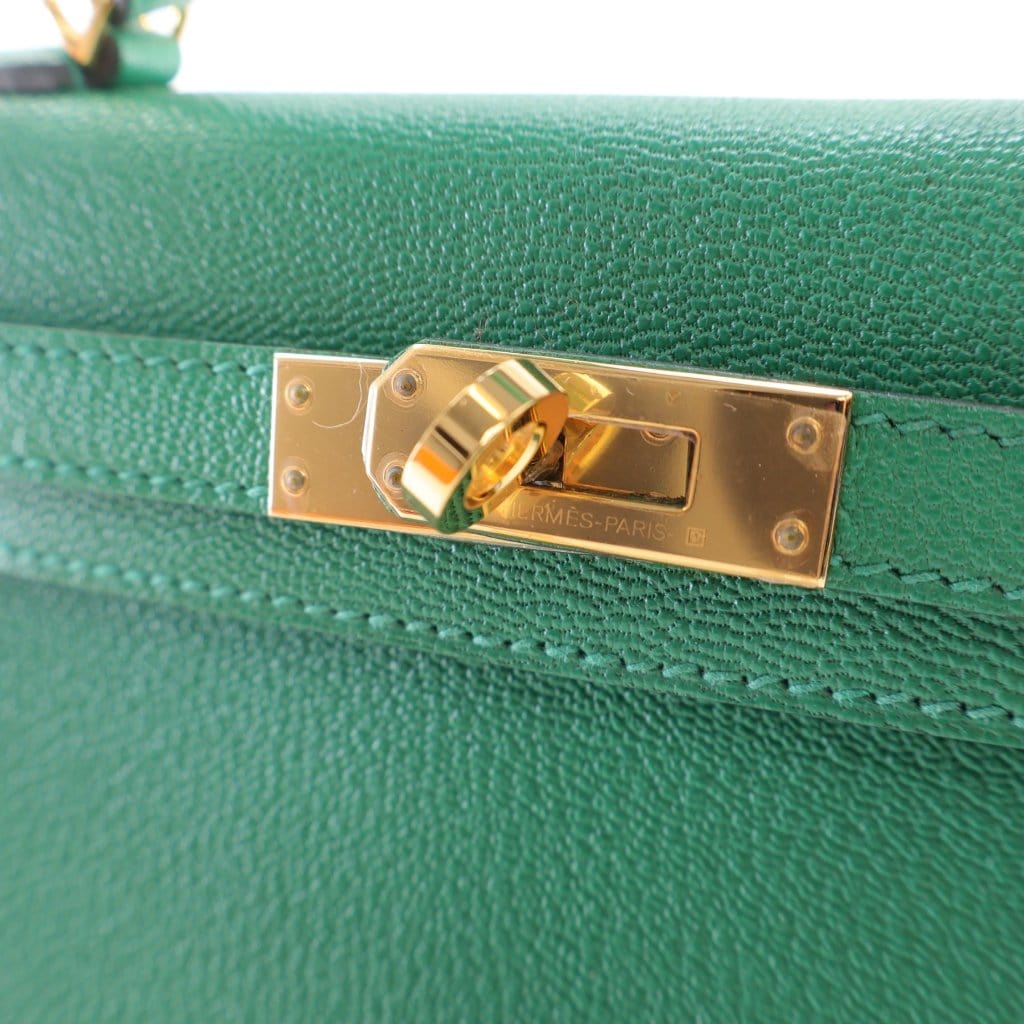 USA Hermes Mini Kelly Vert Vertigo Chevre