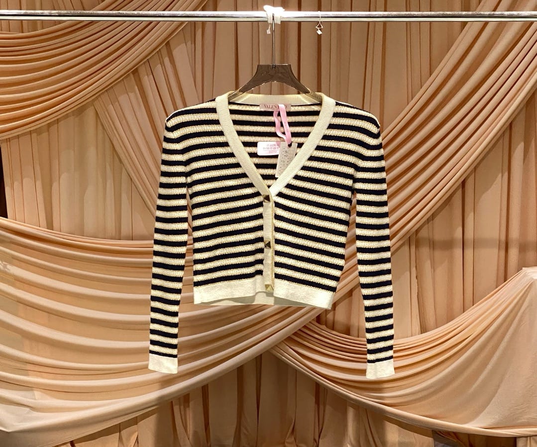 Valentino Valentino color-blocked striped studded knit cardigan / size M / 99% new / 33272 SYCF33272