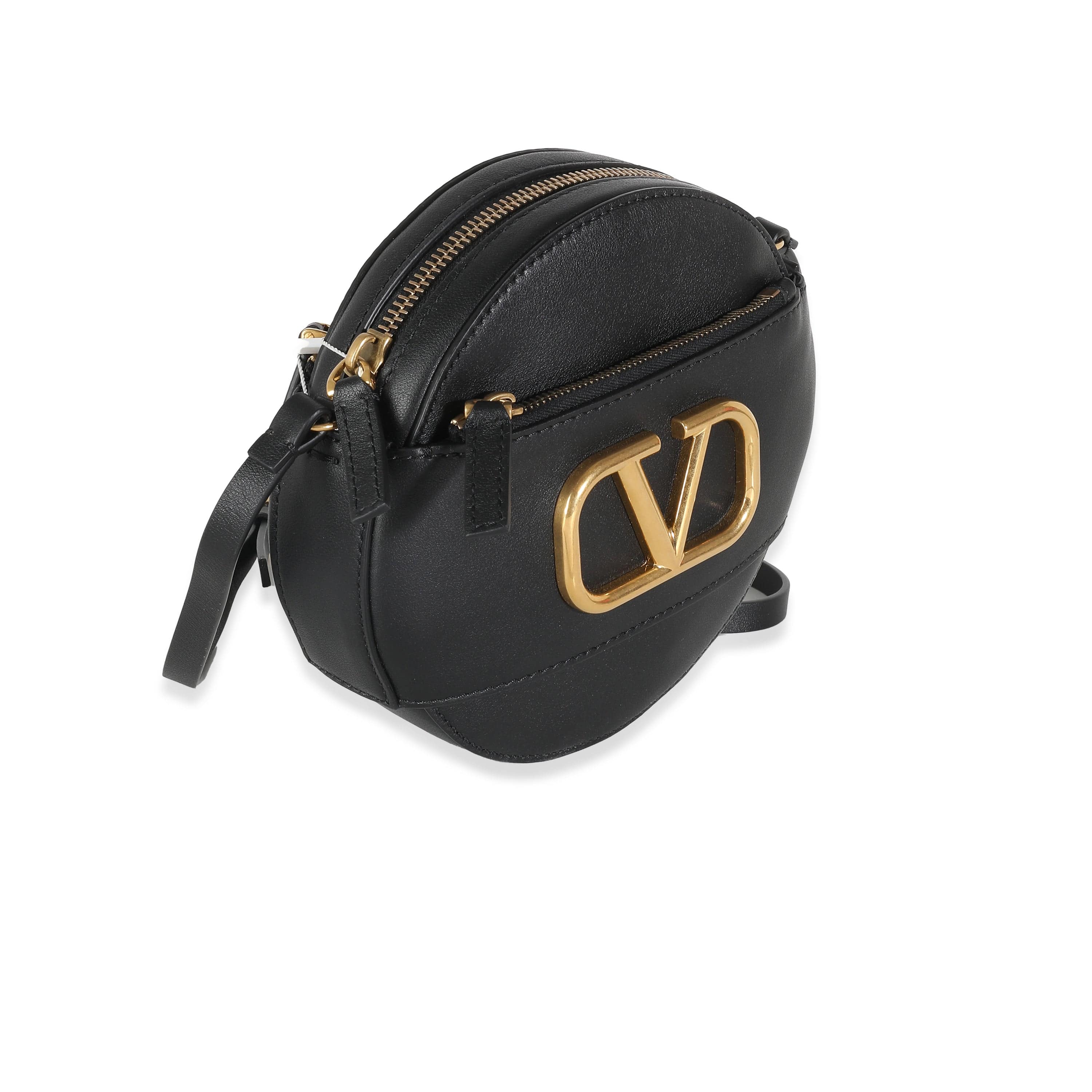 Valentino Valentino Garavani Calfskin VLogo Round Crossbody Bag