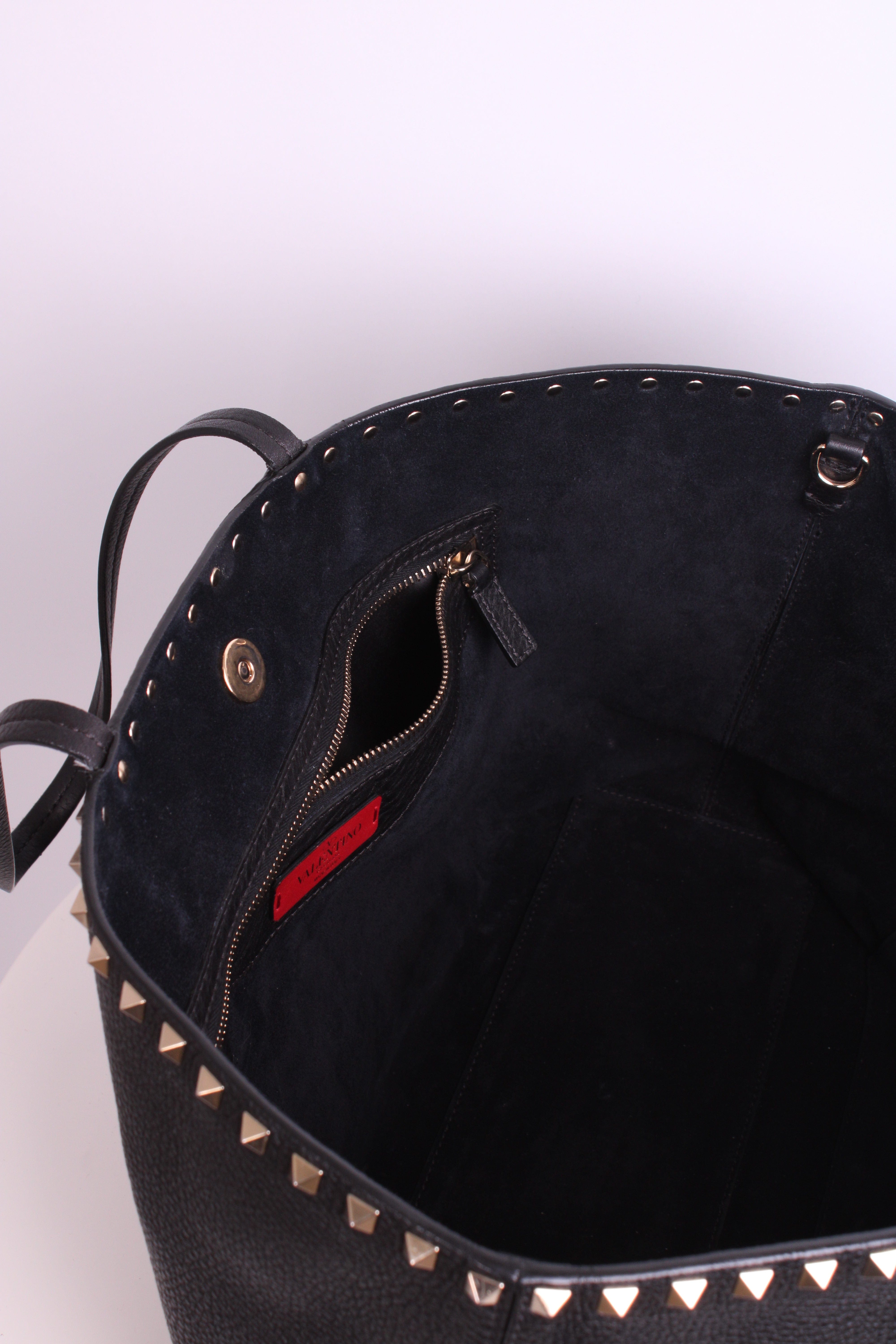 Valentino Valentino Rockstud tote black grained large