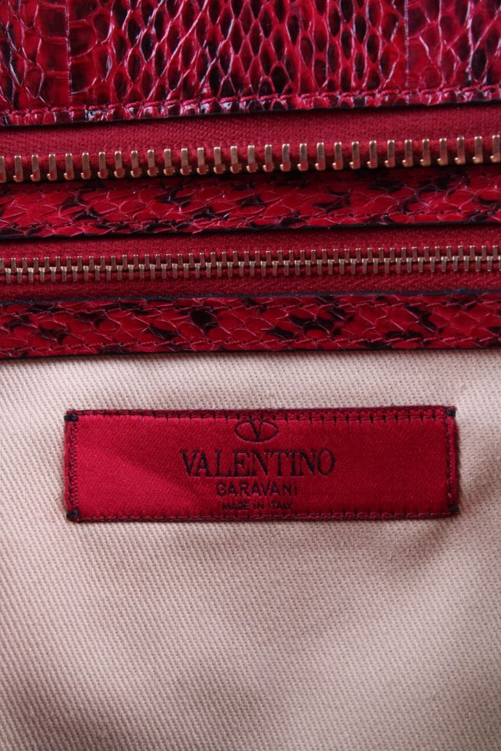 Valentino Valentino Snake skin Double Handle Bag Red