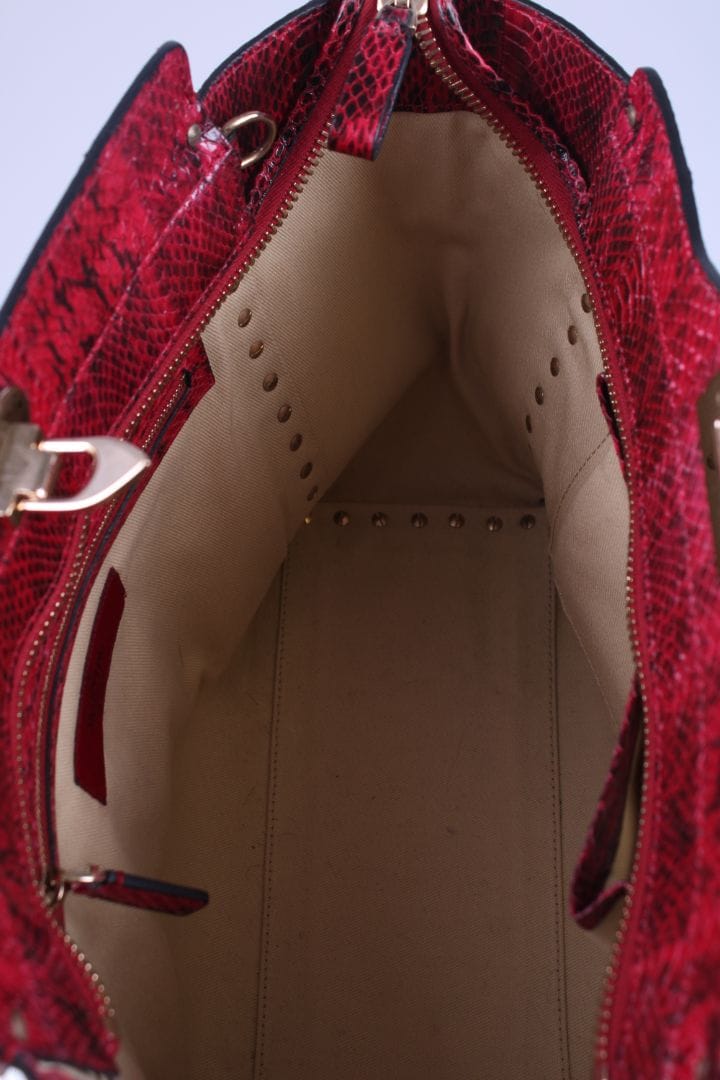 Valentino Valentino Snake skin Double Handle Bag Red