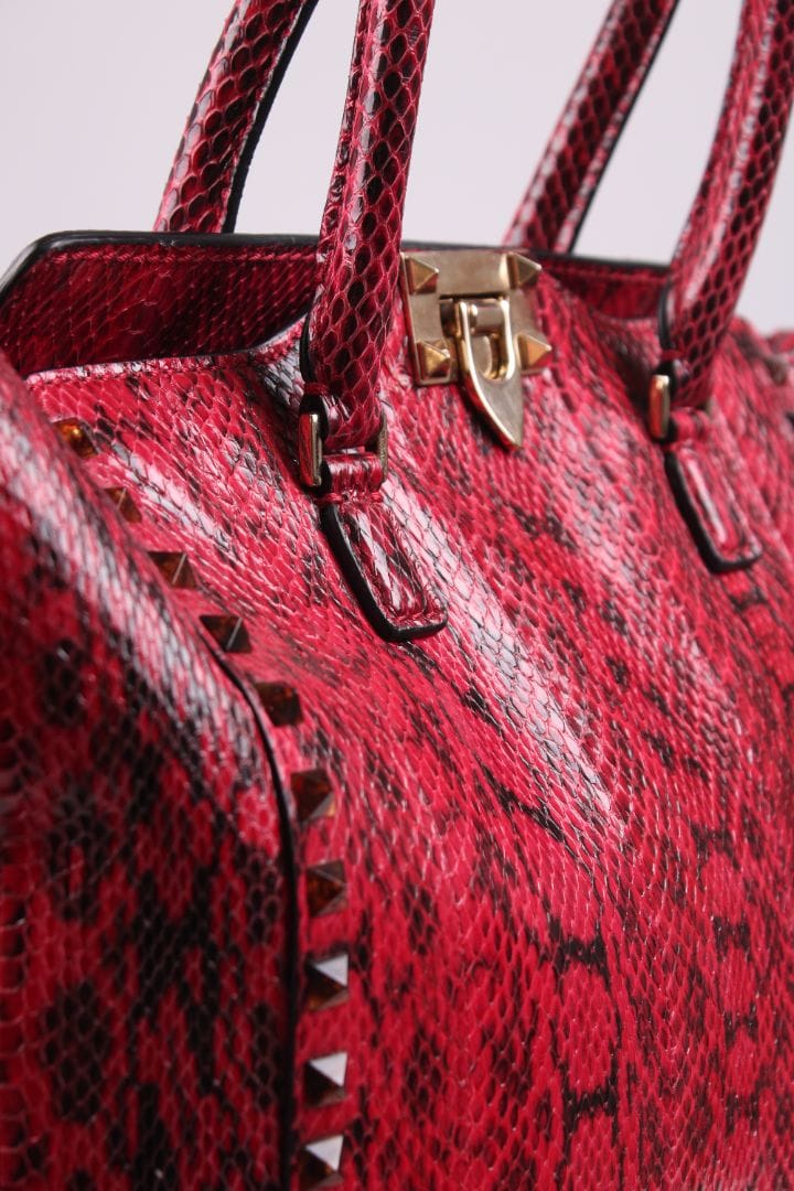 Valentino Valentino Snake skin Double Handle Bag Red