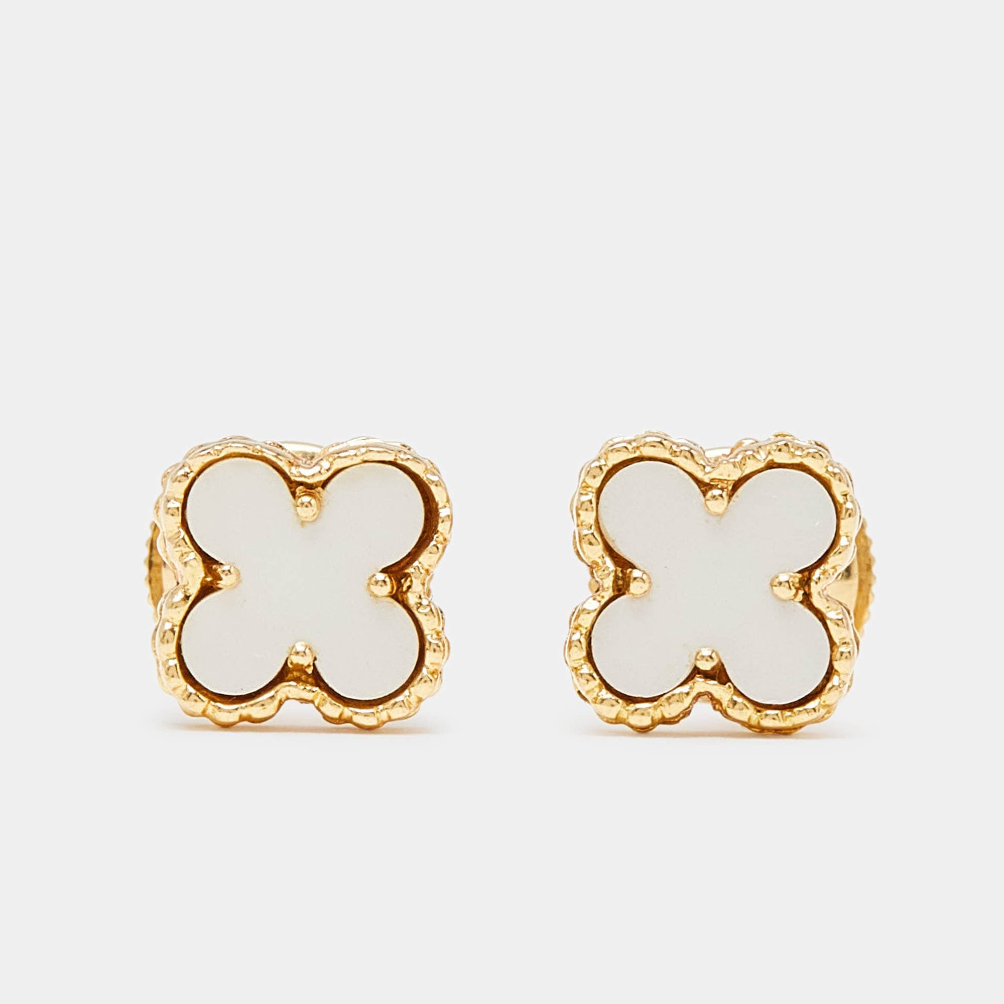 Van Cleef & Arpels Van Cleef & Arpels Sweet Alhambra Mother of Pearl 18k Yellow Gold Earrings RJC4380