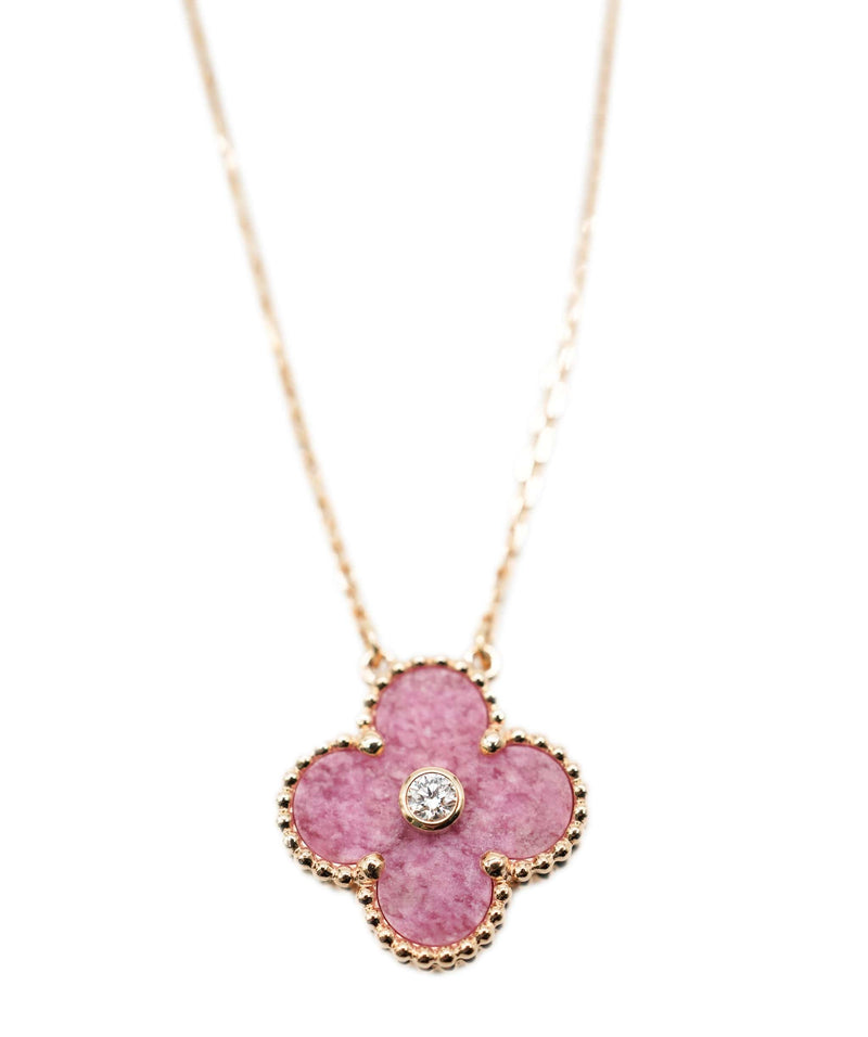 Van Cleef & Arpels Vintage Alhambra Pink Rhodonite Diamond Holiday