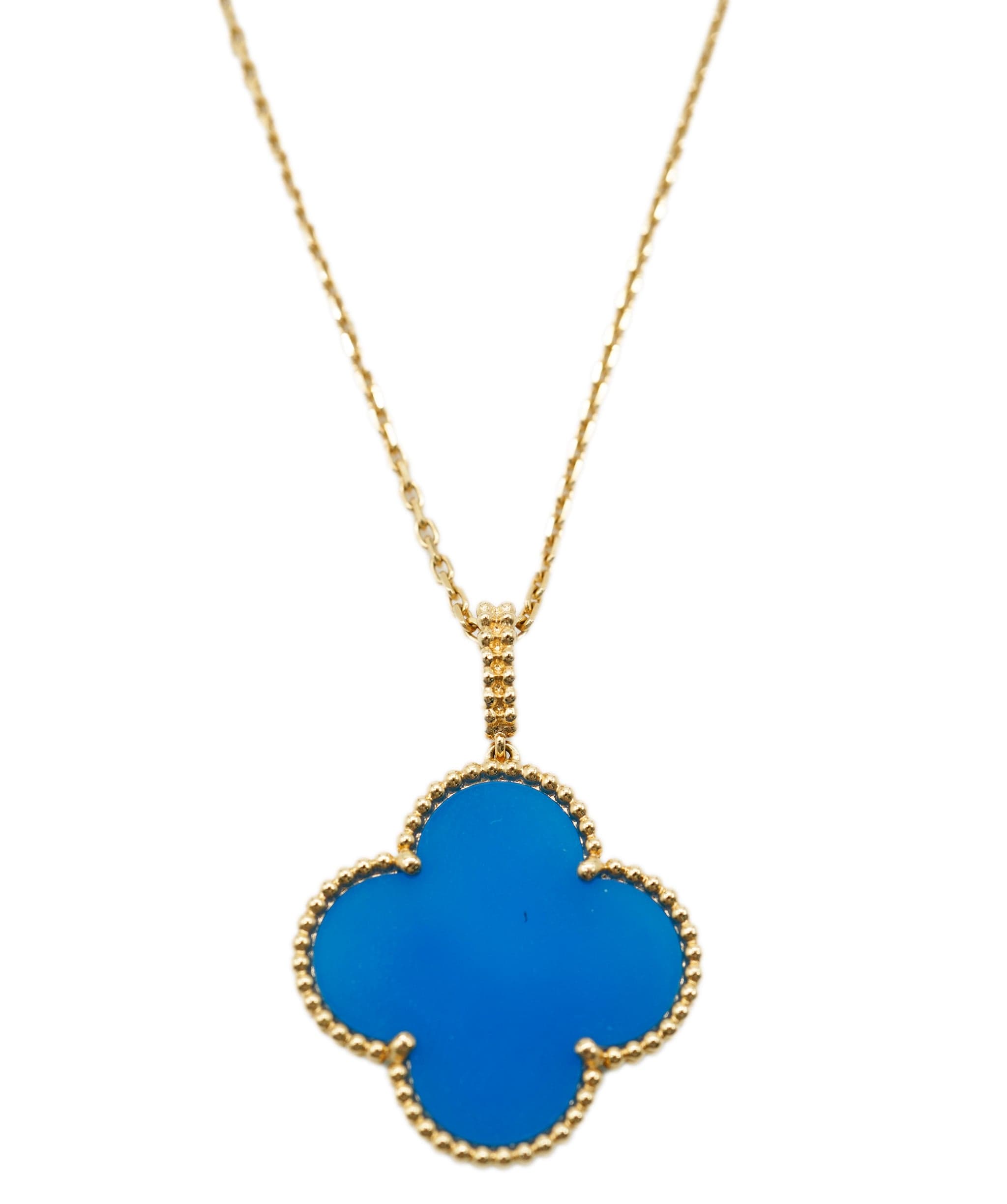 Van Cleef & Arpels VCA Blue Agate Magic Pendant long necklace full set 2023 ASL9218