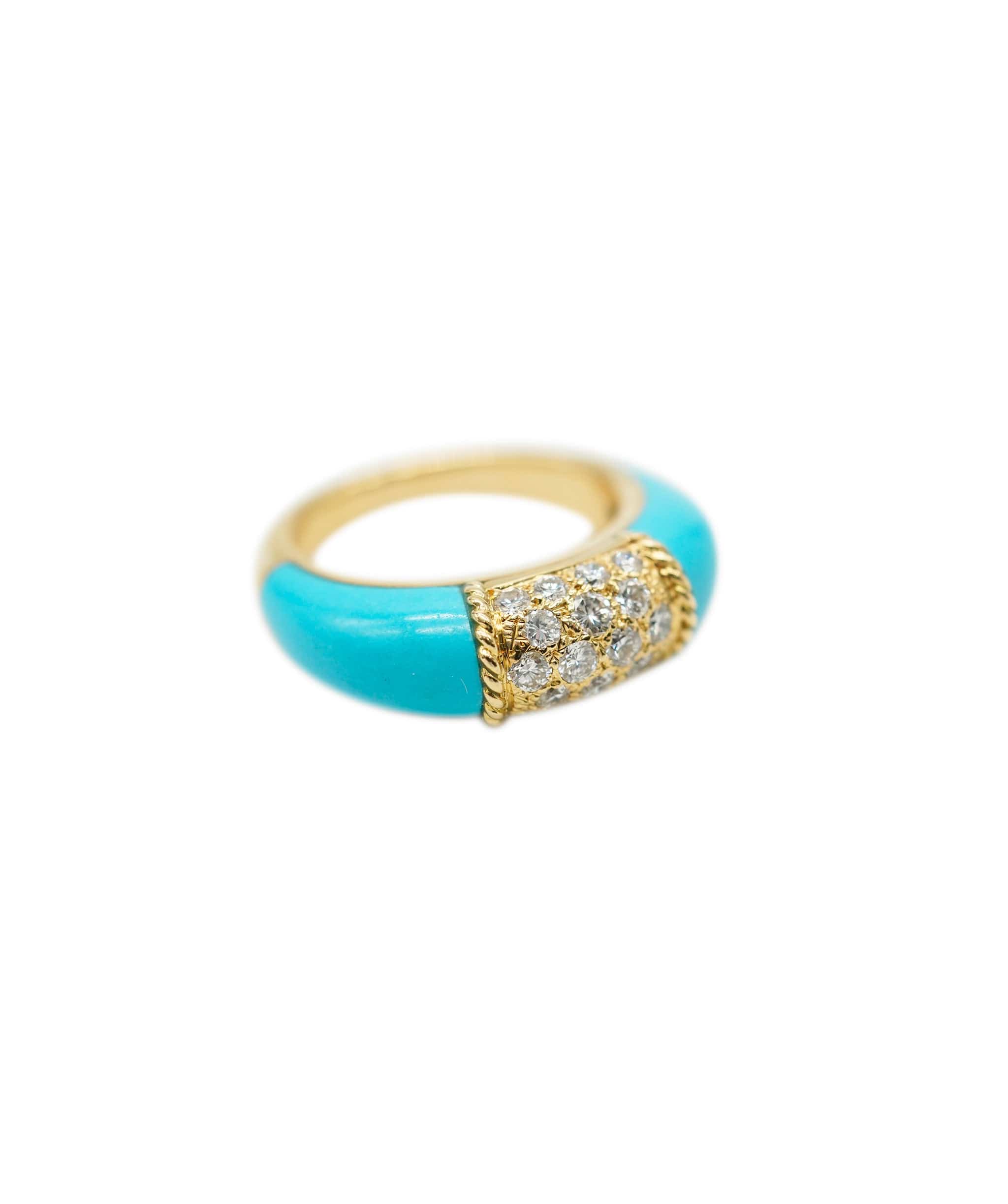 Van Cleef & Arpels Turquoise Perlee Ring Van Cleef Diamond Philippine  - AJC0671