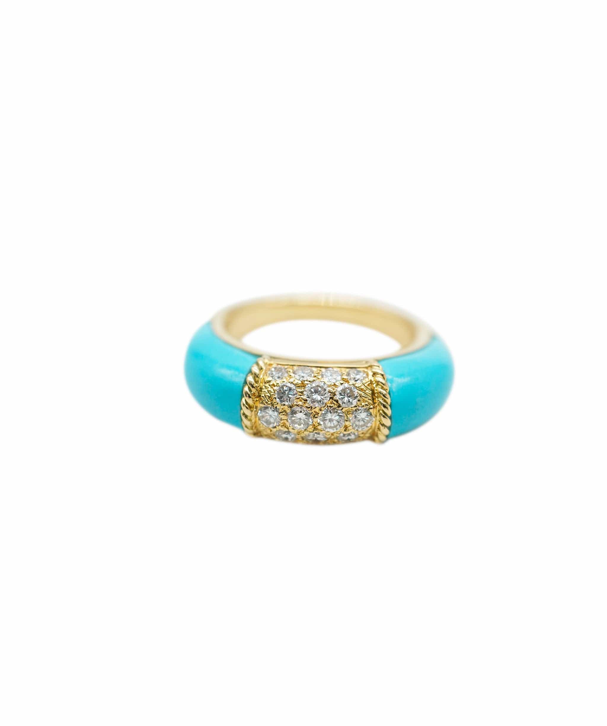 Van Cleef & Arpels Turquoise Perlee Ring Van Cleef Diamond Philippine  - AJC0671