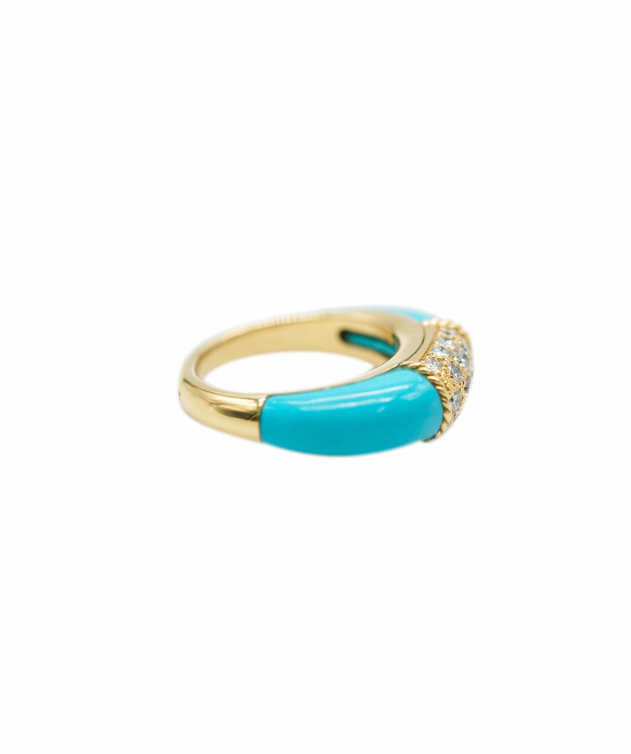 Van Cleef & Arpels Turquoise Perlee Ring Van Cleef Diamond Philippine  - AJC0671