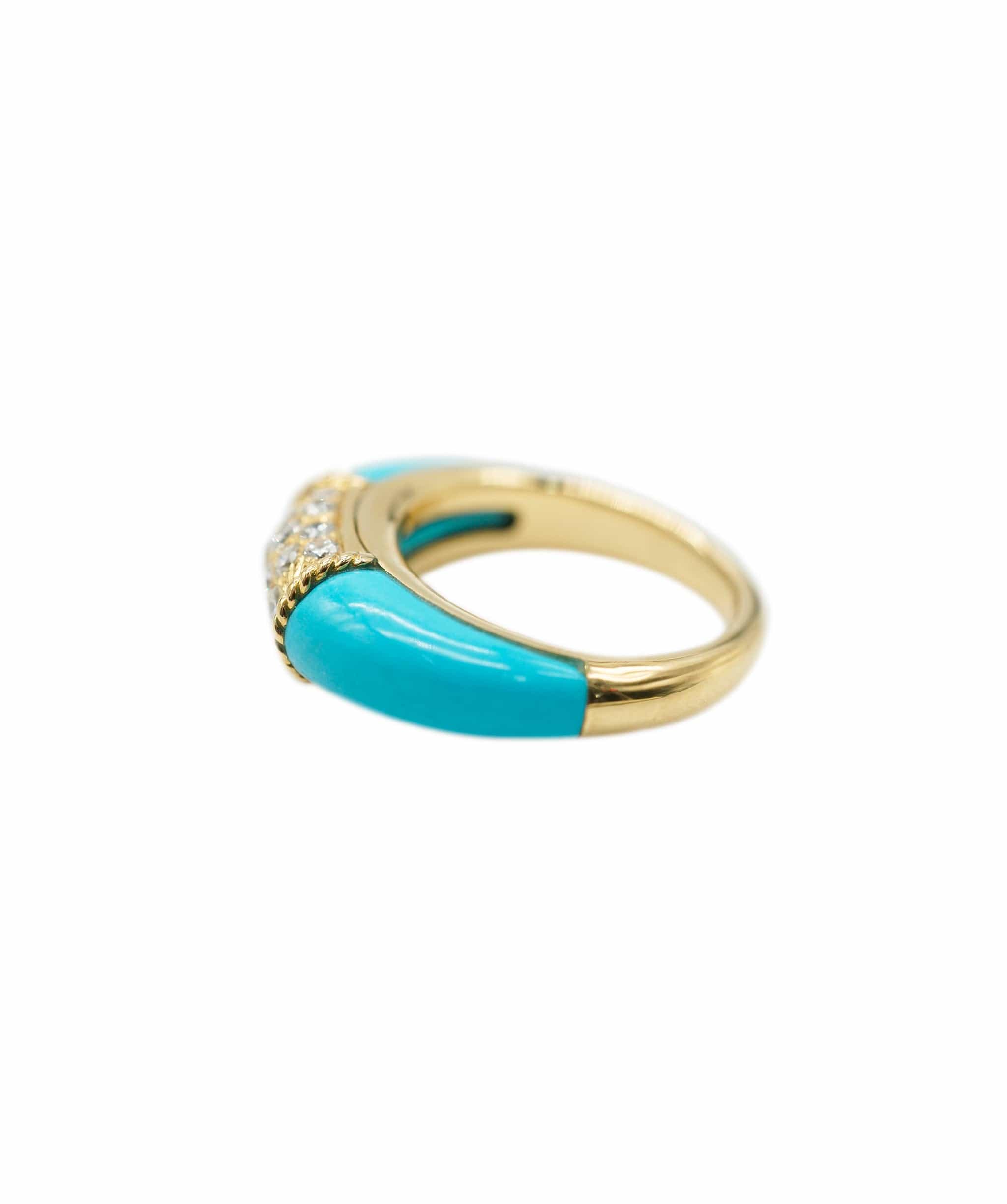 Van Cleef & Arpels Turquoise Perlee Ring Van Cleef Diamond Philippine  - AJC0671