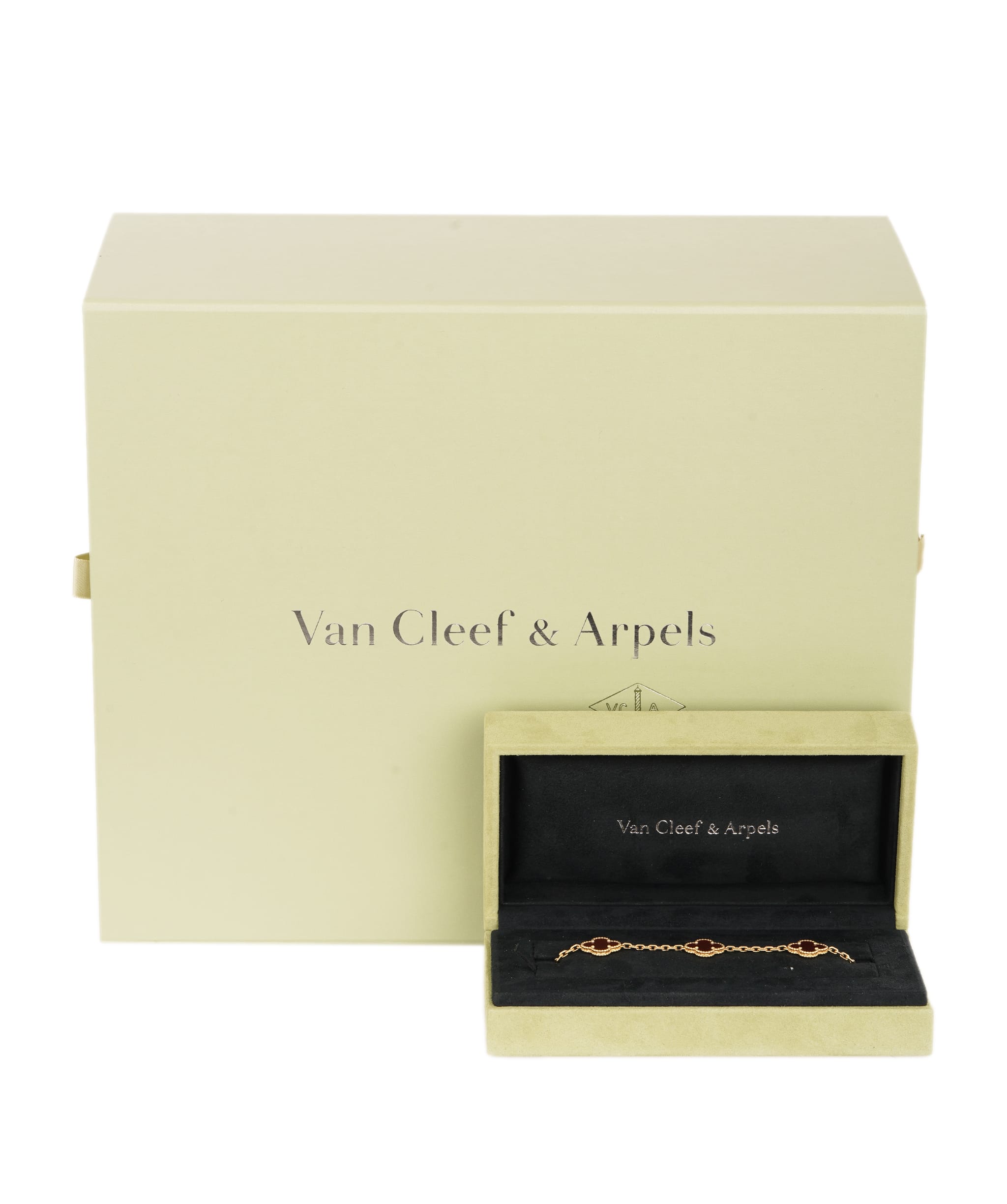 Van Cleef & Arpels Van Cleef and Arpels 18K Yellow Gold and Carnelian Vintage Alhambra bracelet, 5 motifs AKC0751