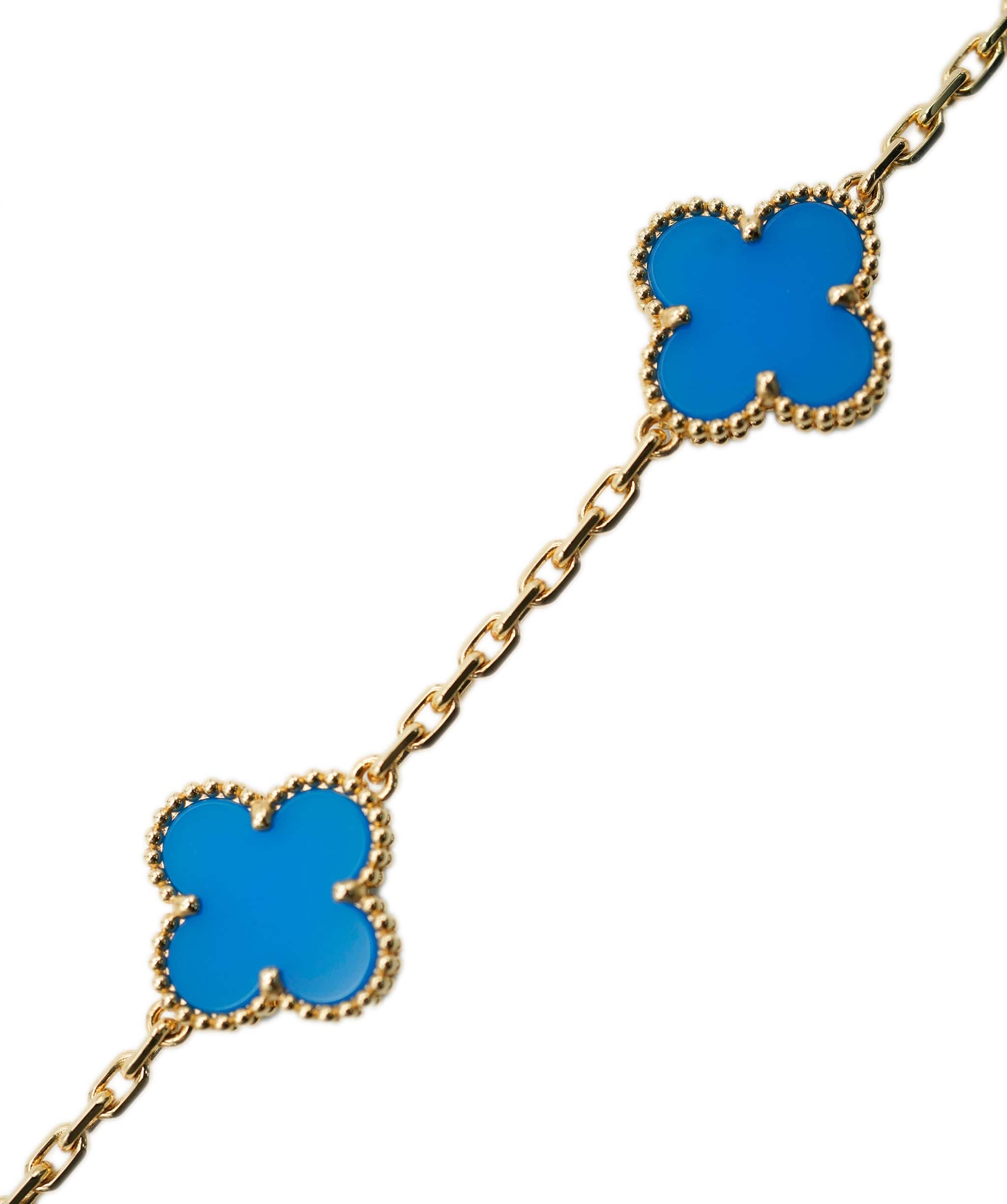 Van Cleef & Arpels Van Cleef & Arpels Blue Agate Yellow Gold Vintage Alhambra Bracelet ABC0754