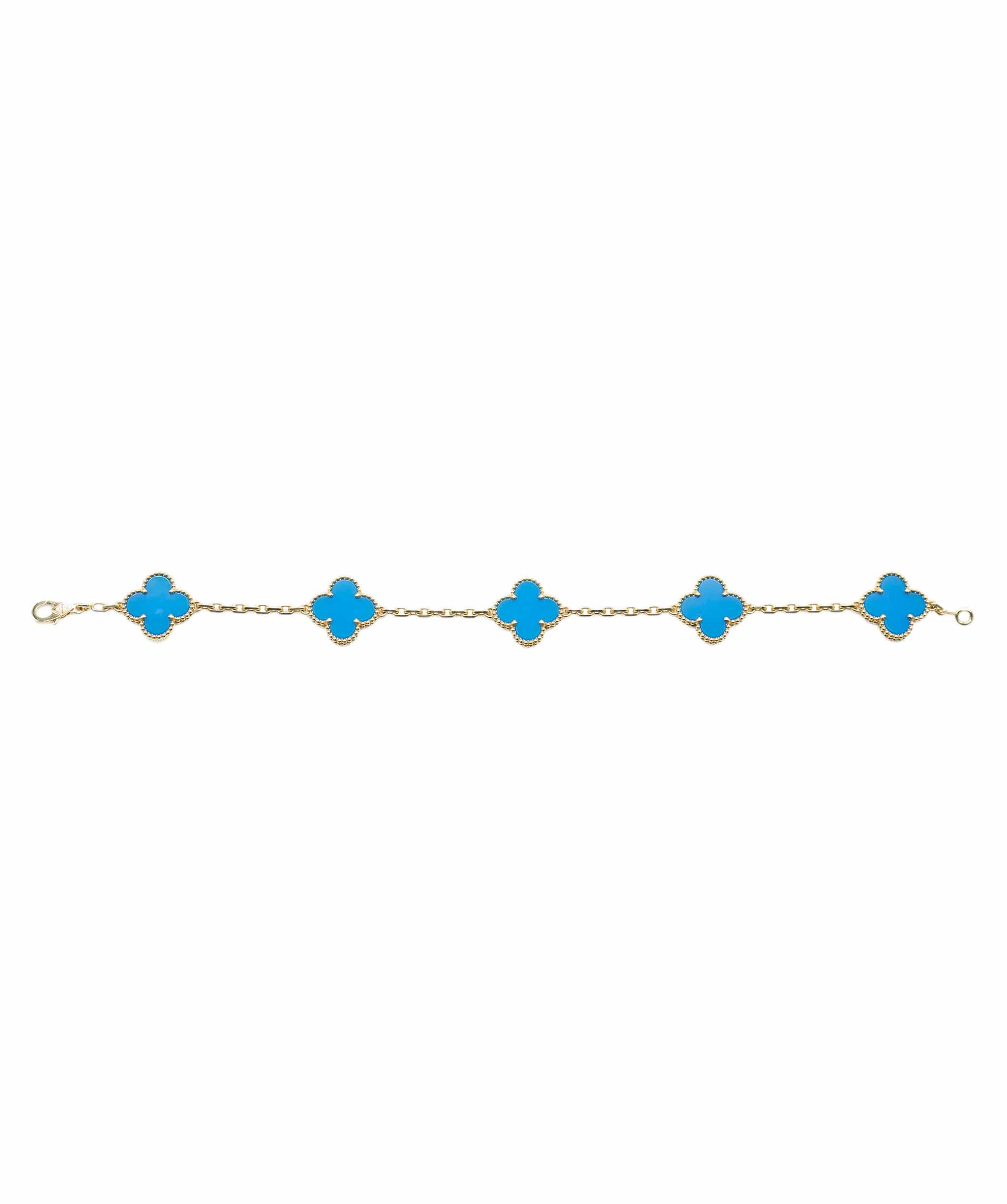 Van Cleef & Arpels Van Cleef & Arpels Blue Agate Yellow Gold Vintage Alhambra Bracelet ABC0754