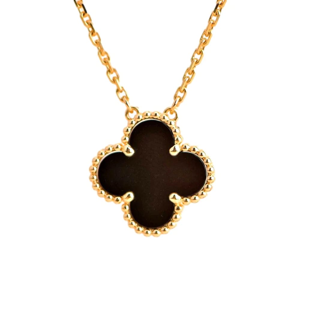 Van Cleef & Arpels Van Cleef & Arpels Vintage Alhambra onyx yellow gold pendant necklace  AHC1782