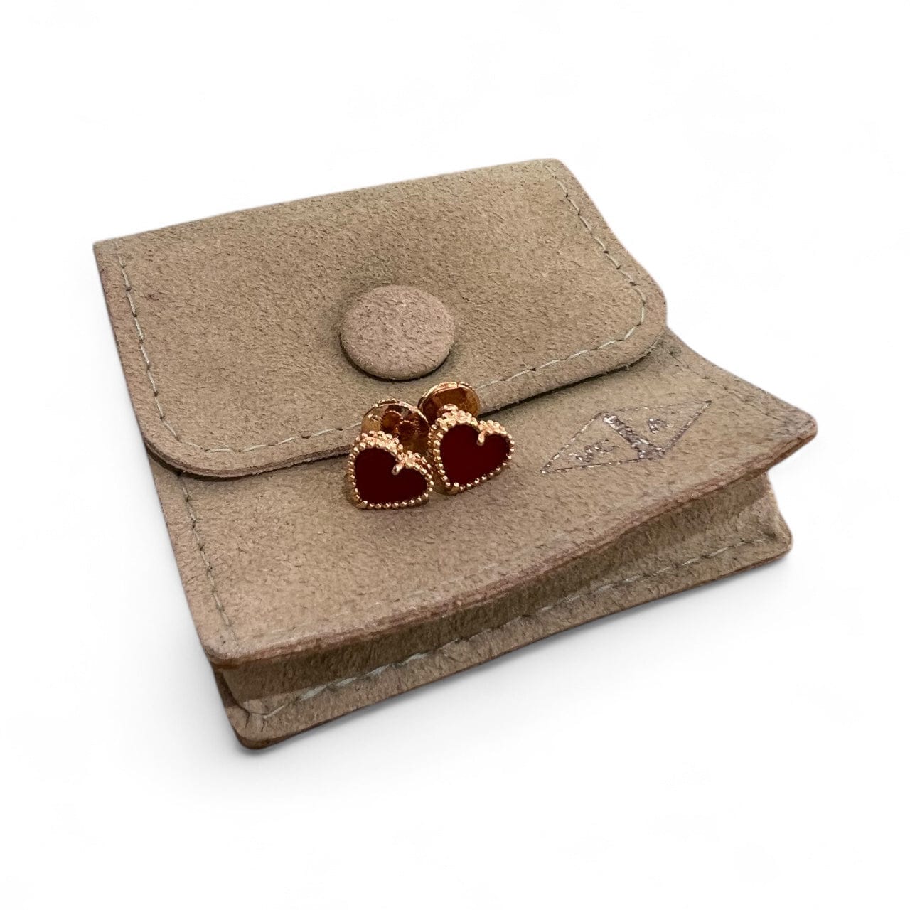 Van Cleef & Arpels VCA sweet alhambra heart carnelian earrings With cert, receipt SKCX4067