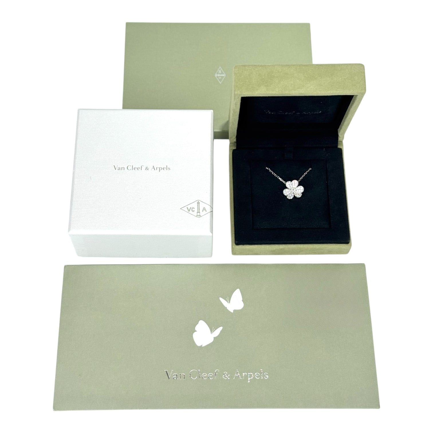 Van Cleef & Arpels VCA Frivole White Gold Diamond Small Necklace