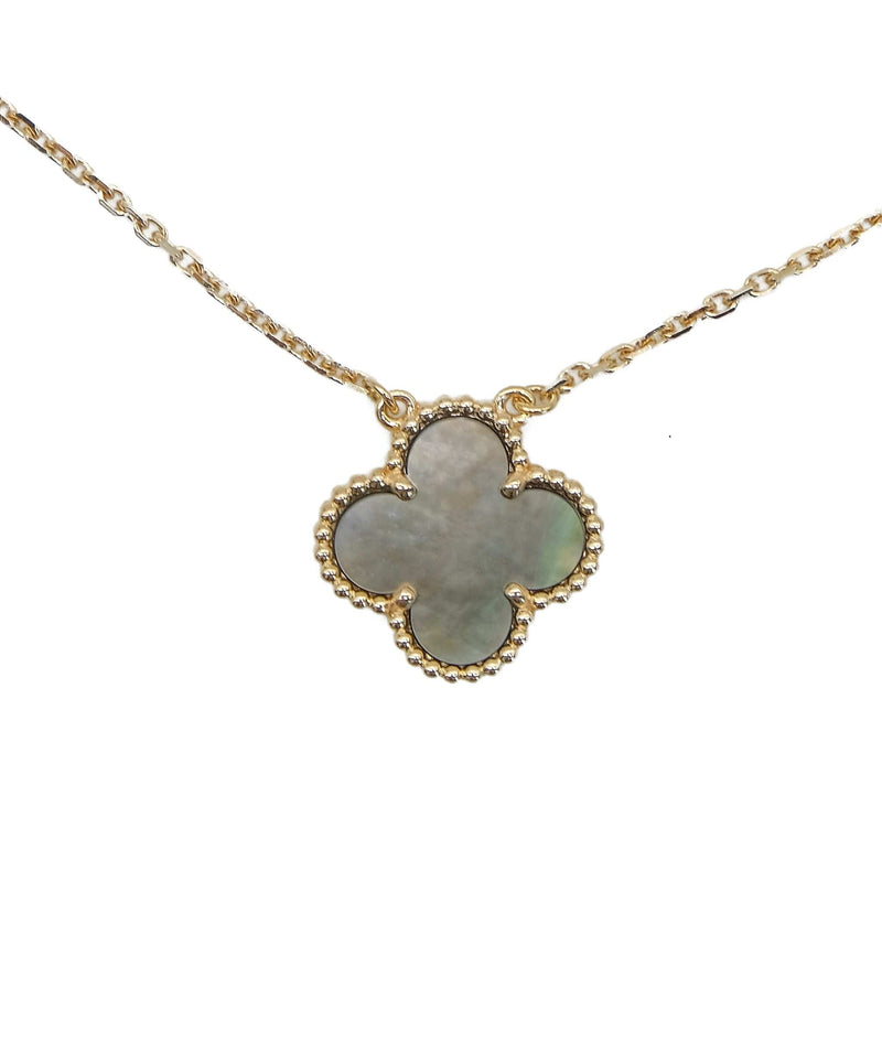 Van Cleef & Arpels Vintage Alhambra Gray Shell Necklace 42cm K18