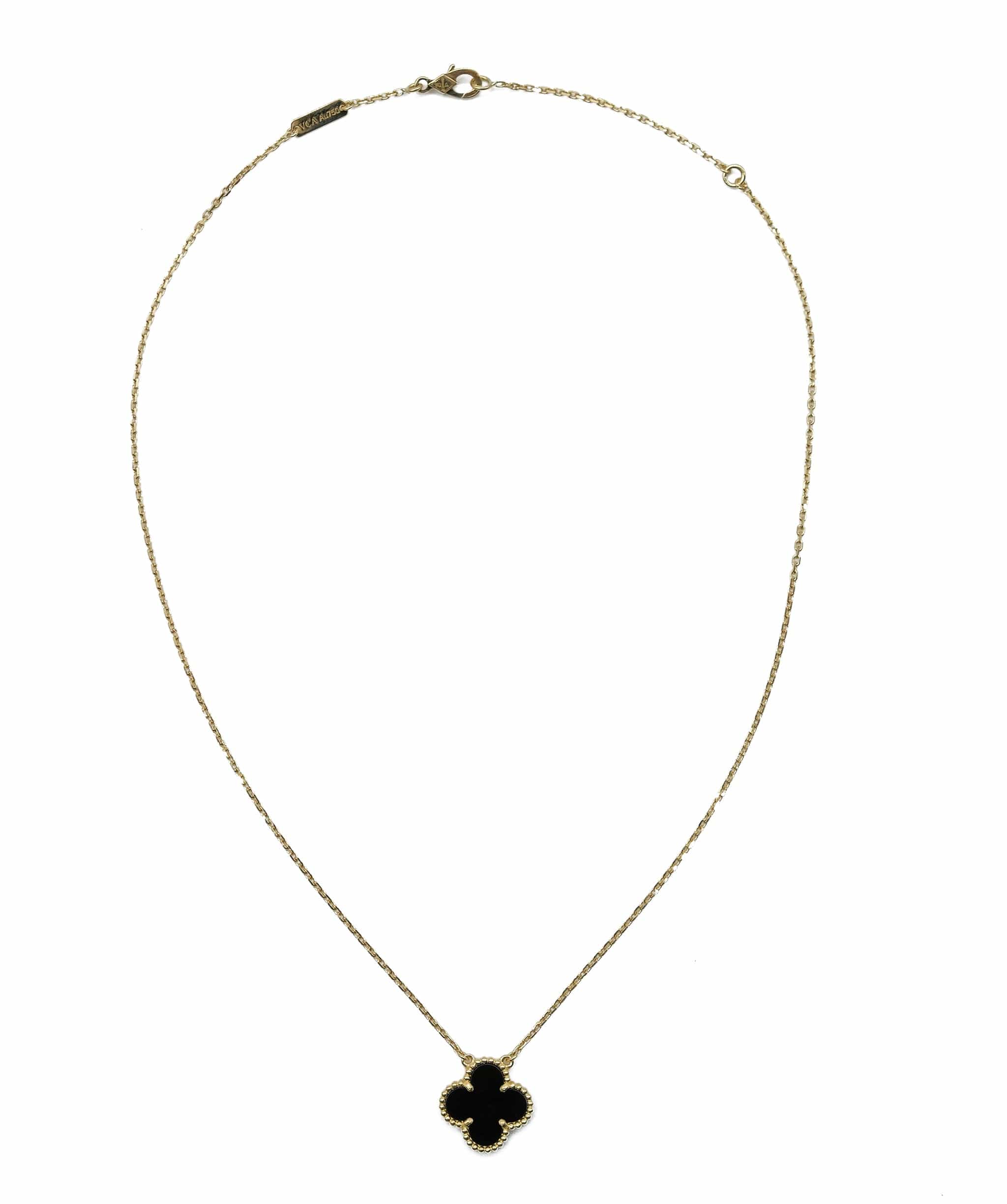 Van Cleef VCA Vintage Alhambra Onyx Necklace 42cm 90185838 ASL7881