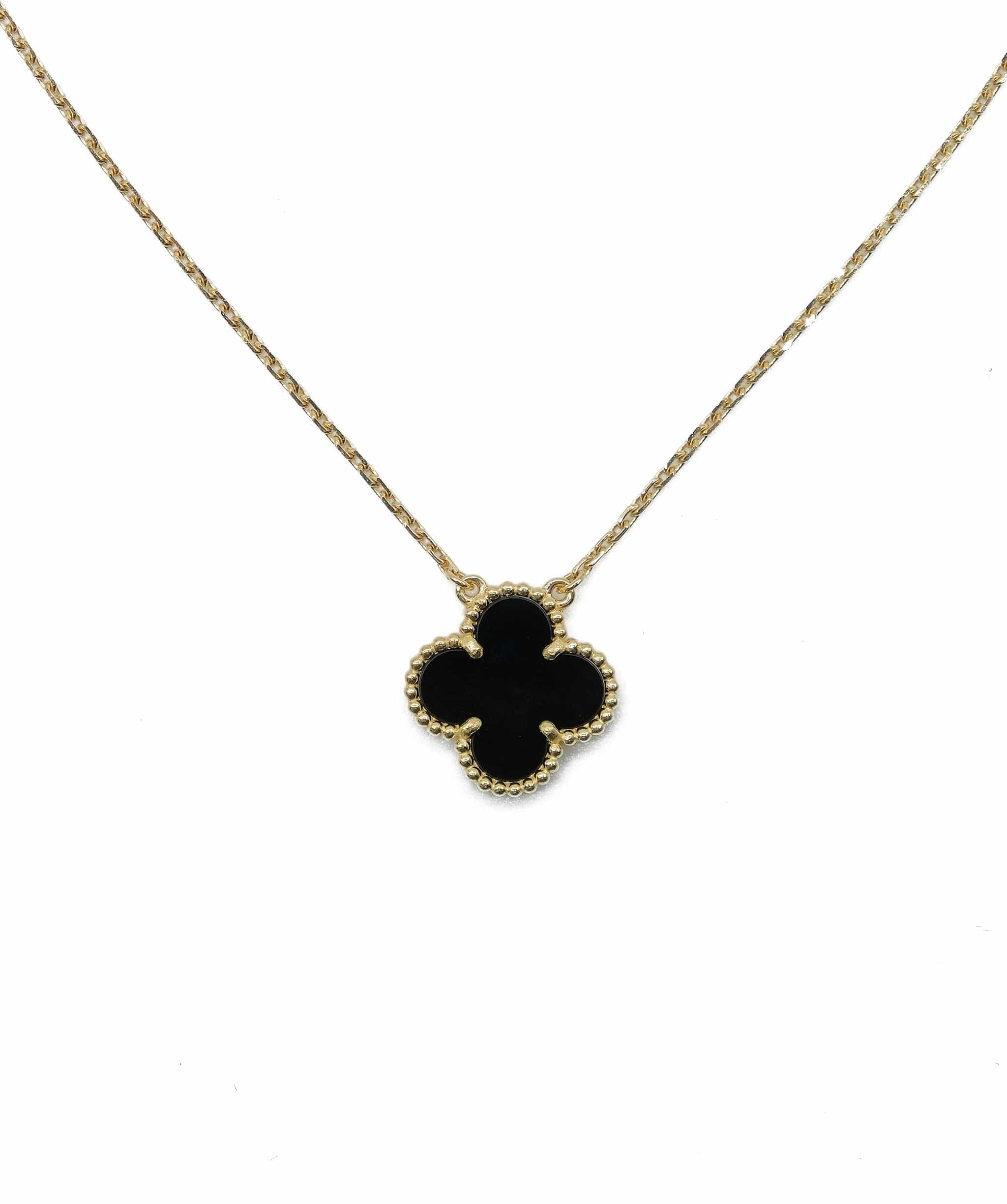 Van Cleef VCA Vintage Alhambra Onyx Necklace 42cm 90185838 ASL7881