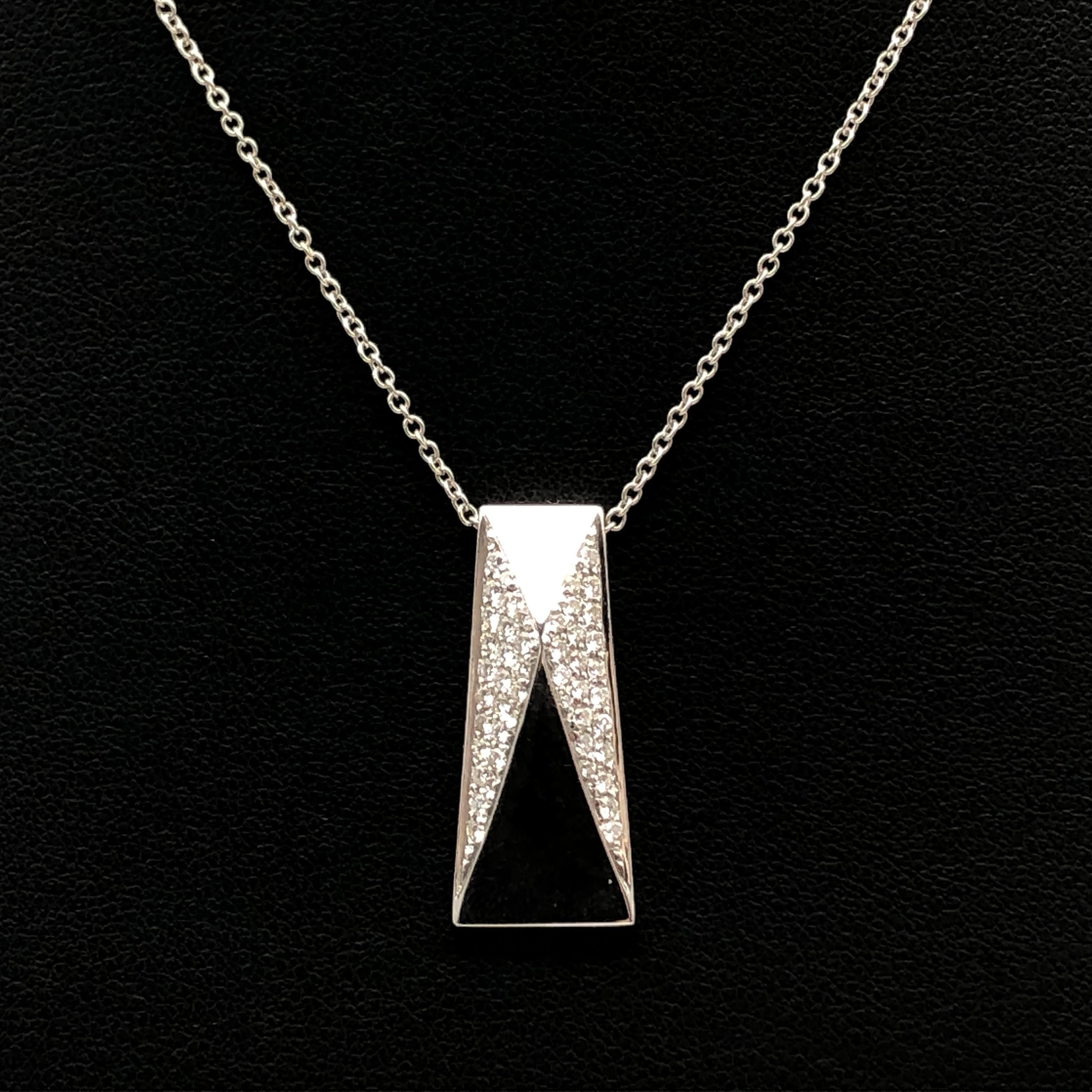 Versace Versace Bar Plate Diamond Necklace, WG750, 7.9g, 16inch C387038