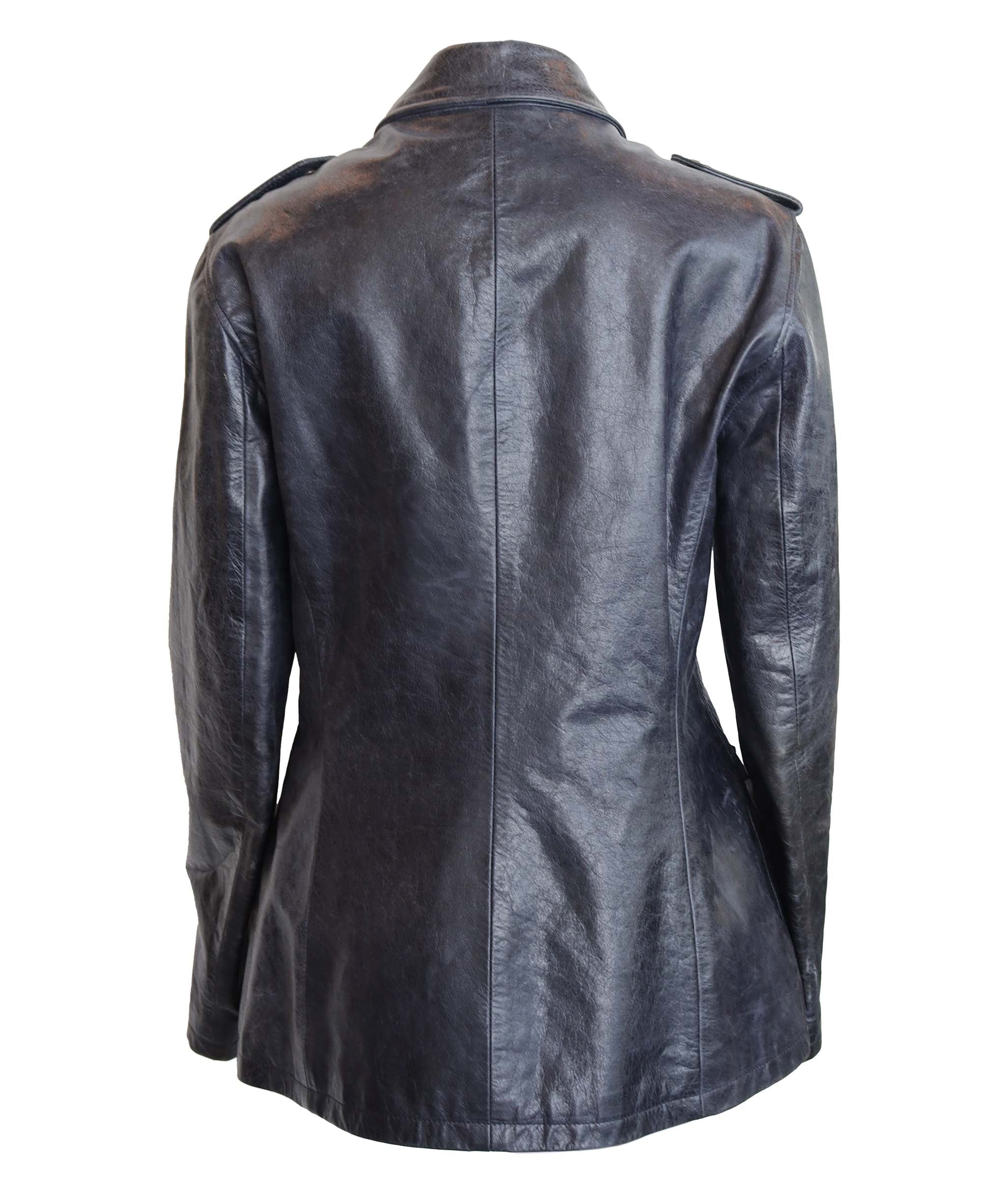 Versace Versace blue leather safari style jacket AGC2500