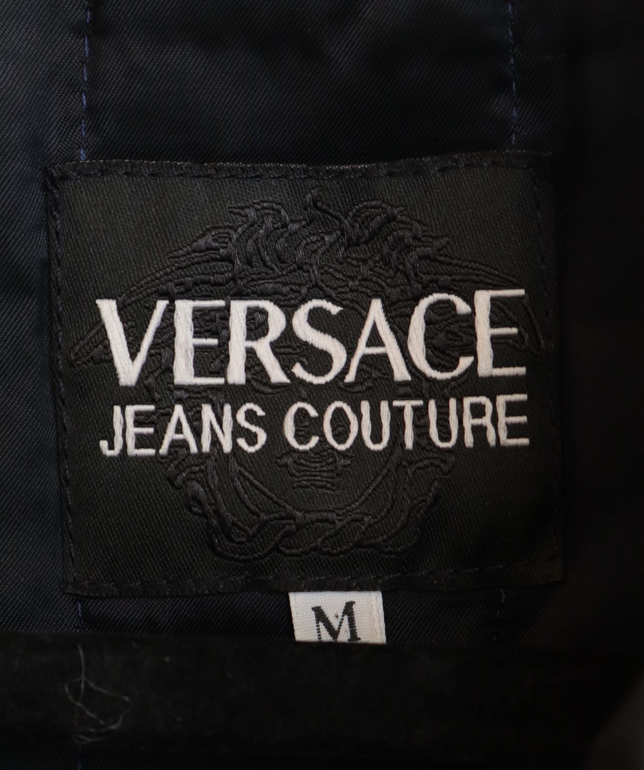 Versace Versace blue leather safari style jacket AGC2500