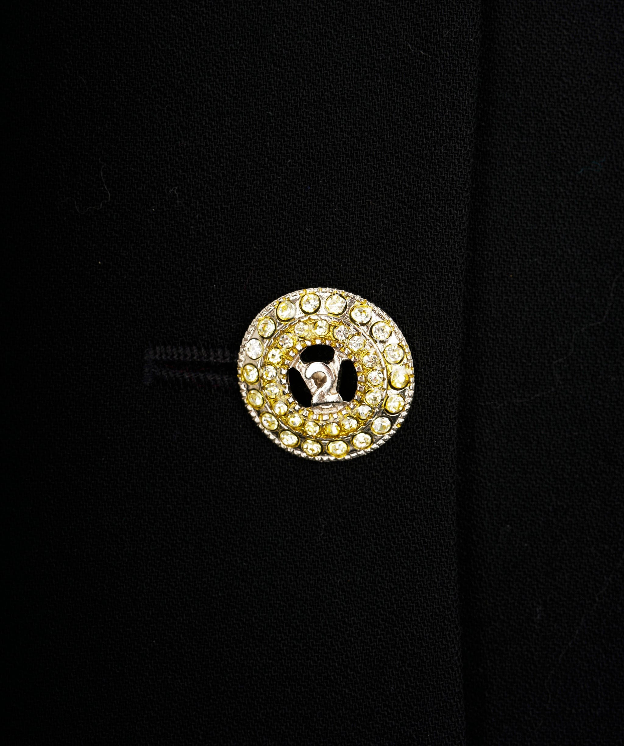 Versace Versace Classic V2 90s Pure Wool Bespoke Rhinestone Button Fitted Blazer - S/M ALL0952