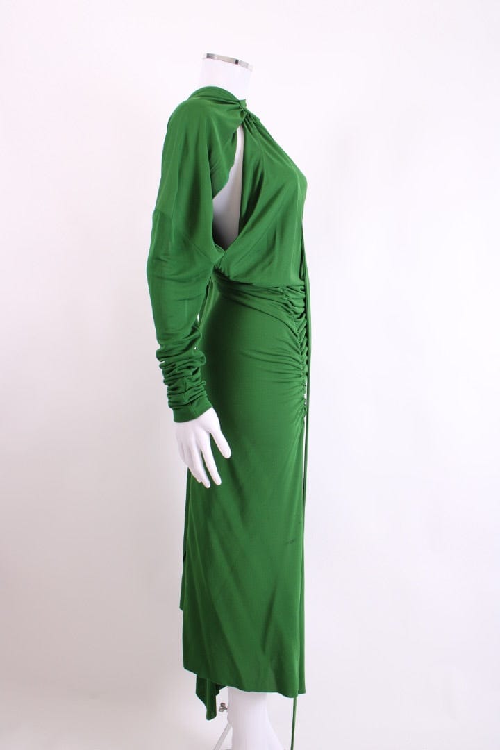 Victoria Beckham Victoria Beckham L/S Ruched Slashed Neck Dress Green S