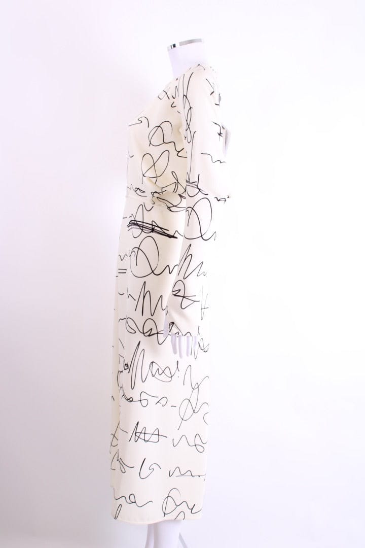 Victoria Beckham Victoria Beckham Scribble Print Crepe Dress White/ Black 10