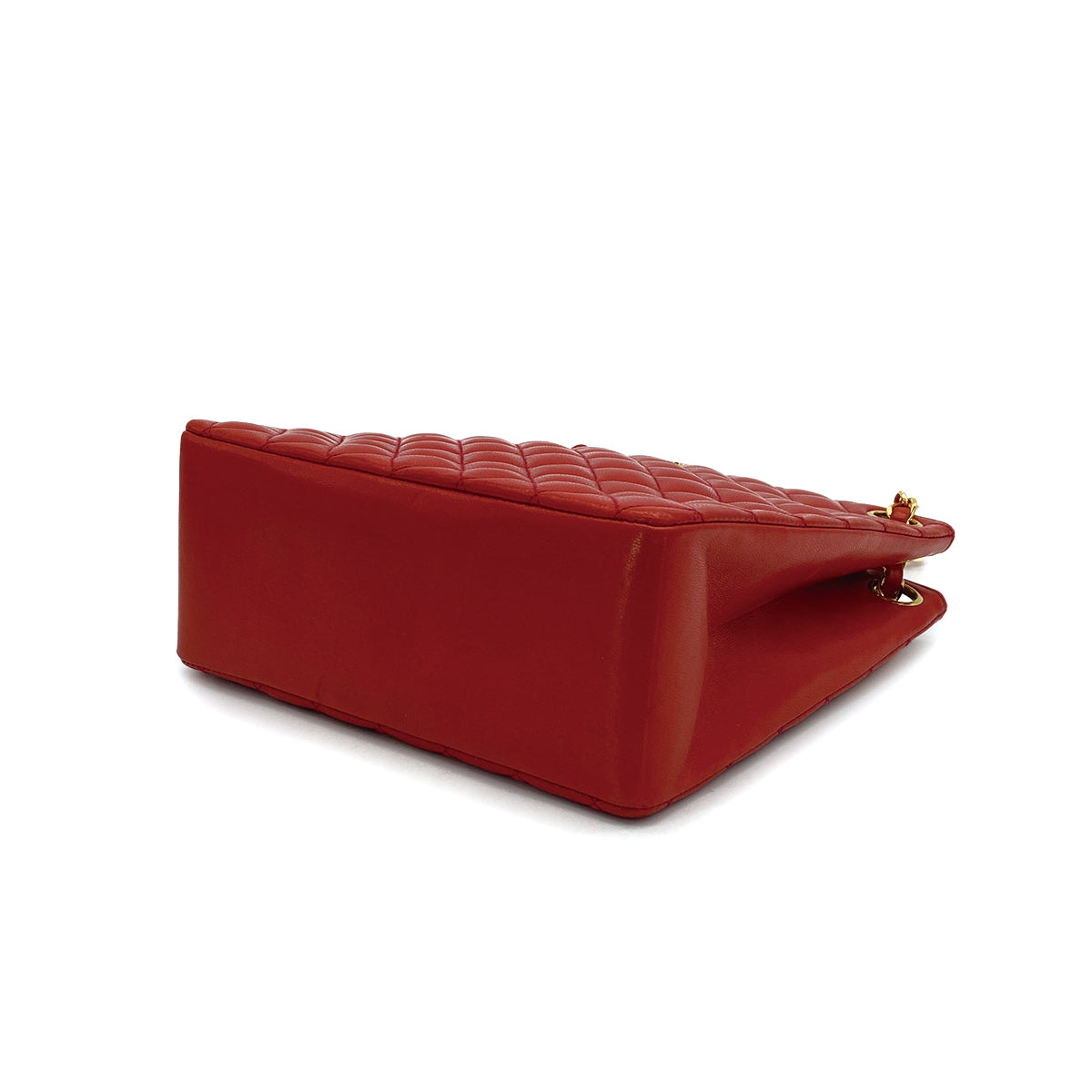 VINTAGE CHANEL MATELASSE CHAIN SHOULDER BAG RED LAMB SKIN GOLD HARDWARE 90311877