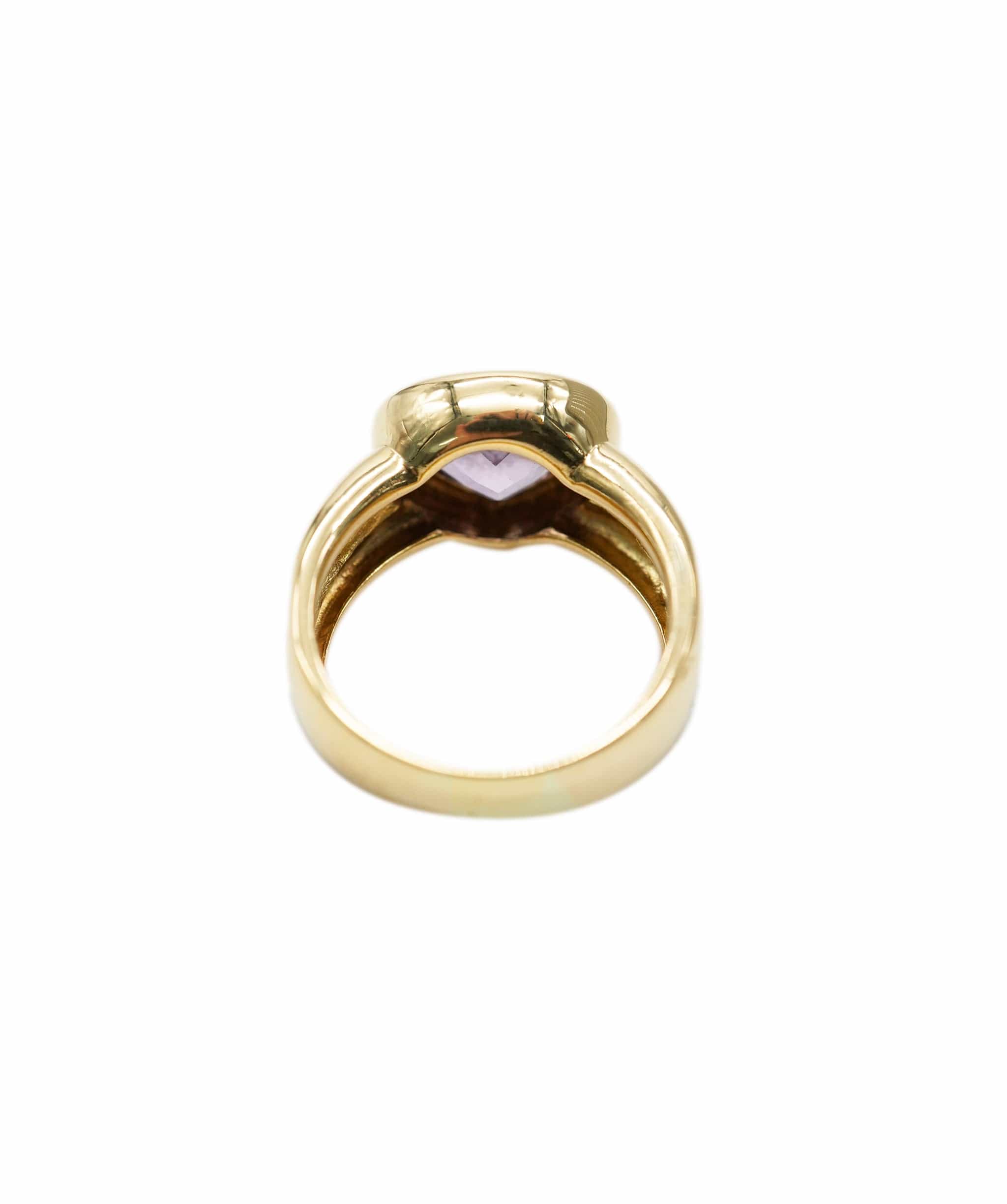 Vintage Amethyst and diamond yellow gold heart ring AHL1081
