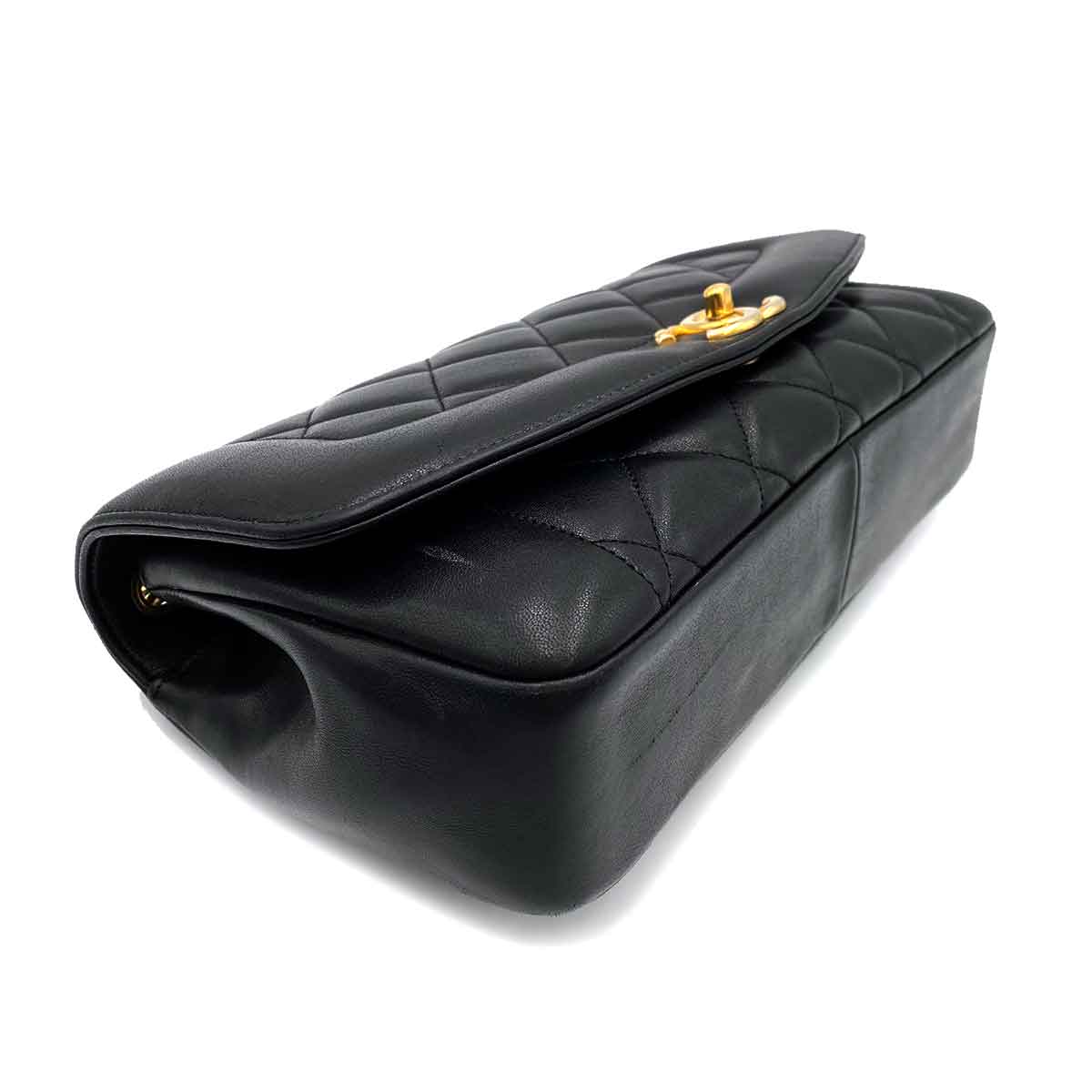 VINTAGE LOVER PURPOSE CHANEL DIANA NEW MODEL MEDIUM CHAIN SHOULDER BAG BLACK LAMB SKIN 90225678