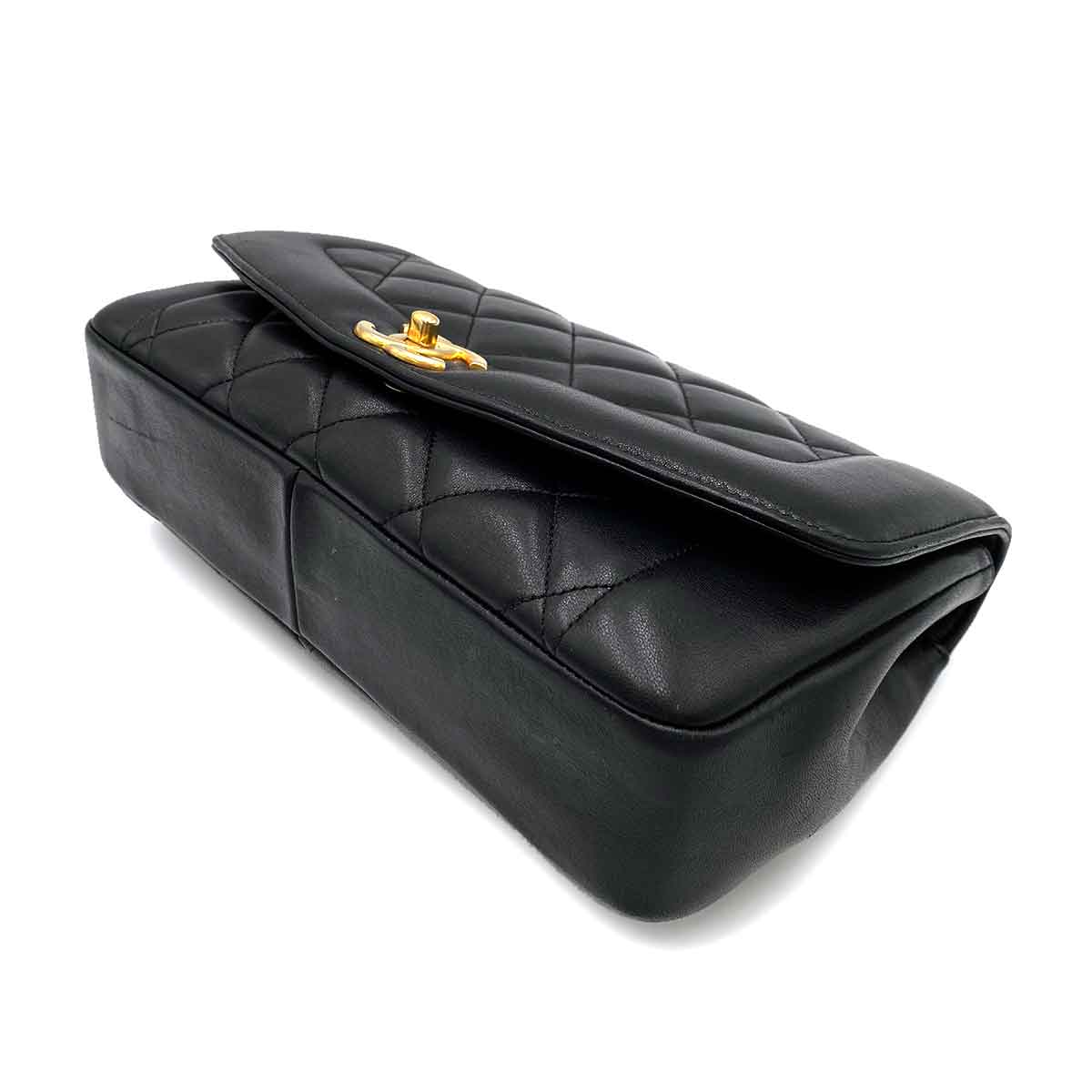 VINTAGE LOVER PURPOSE CHANEL DIANA NEW MODEL MEDIUM CHAIN SHOULDER BAG BLACK LAMB SKIN 90225678