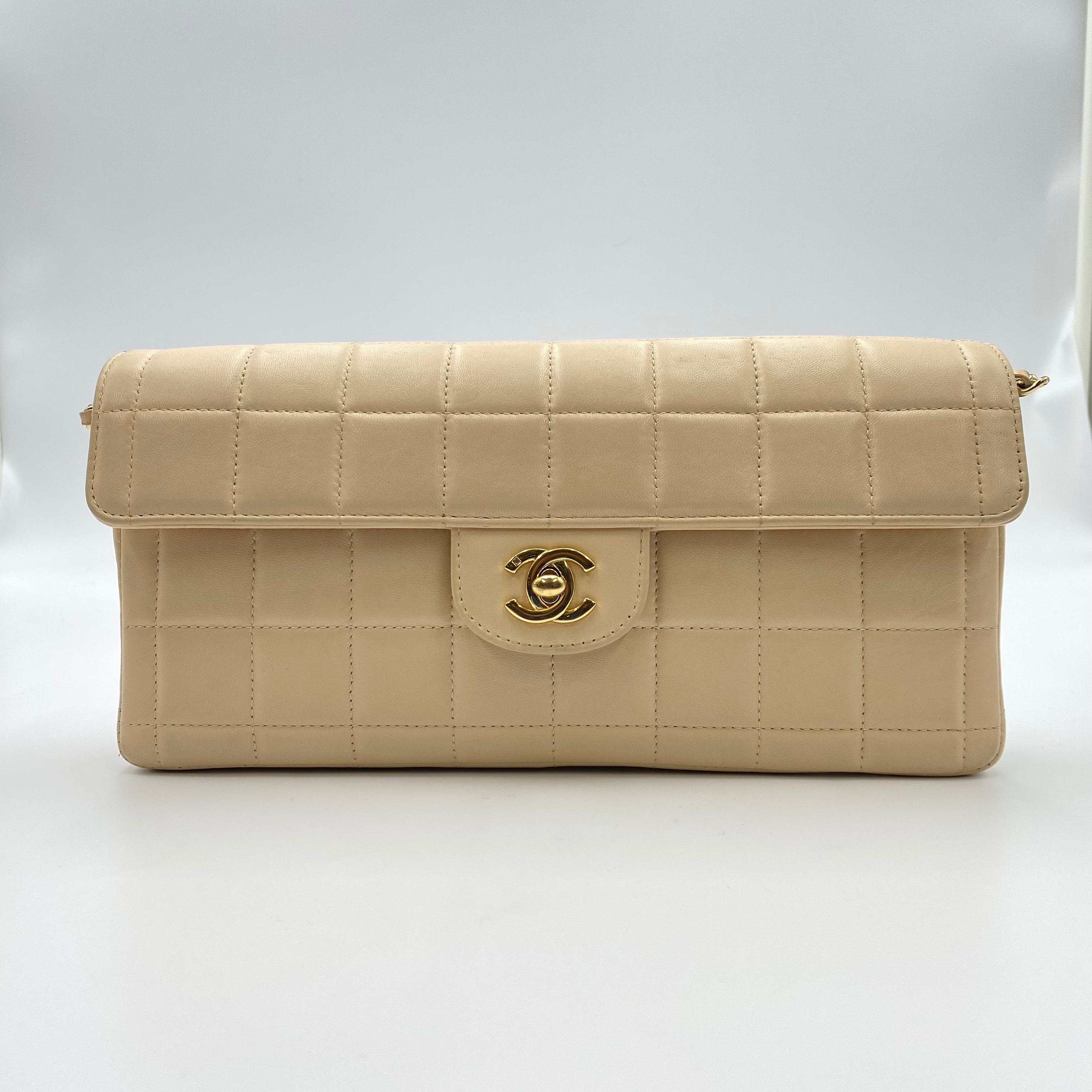 VINTAGE LOVER PURPOSE CHANEL VINTAGE CHOCOLATE BAR CHAIN SHOULDER BAG LIGHT BEIGE LAMB SKIN 90202466