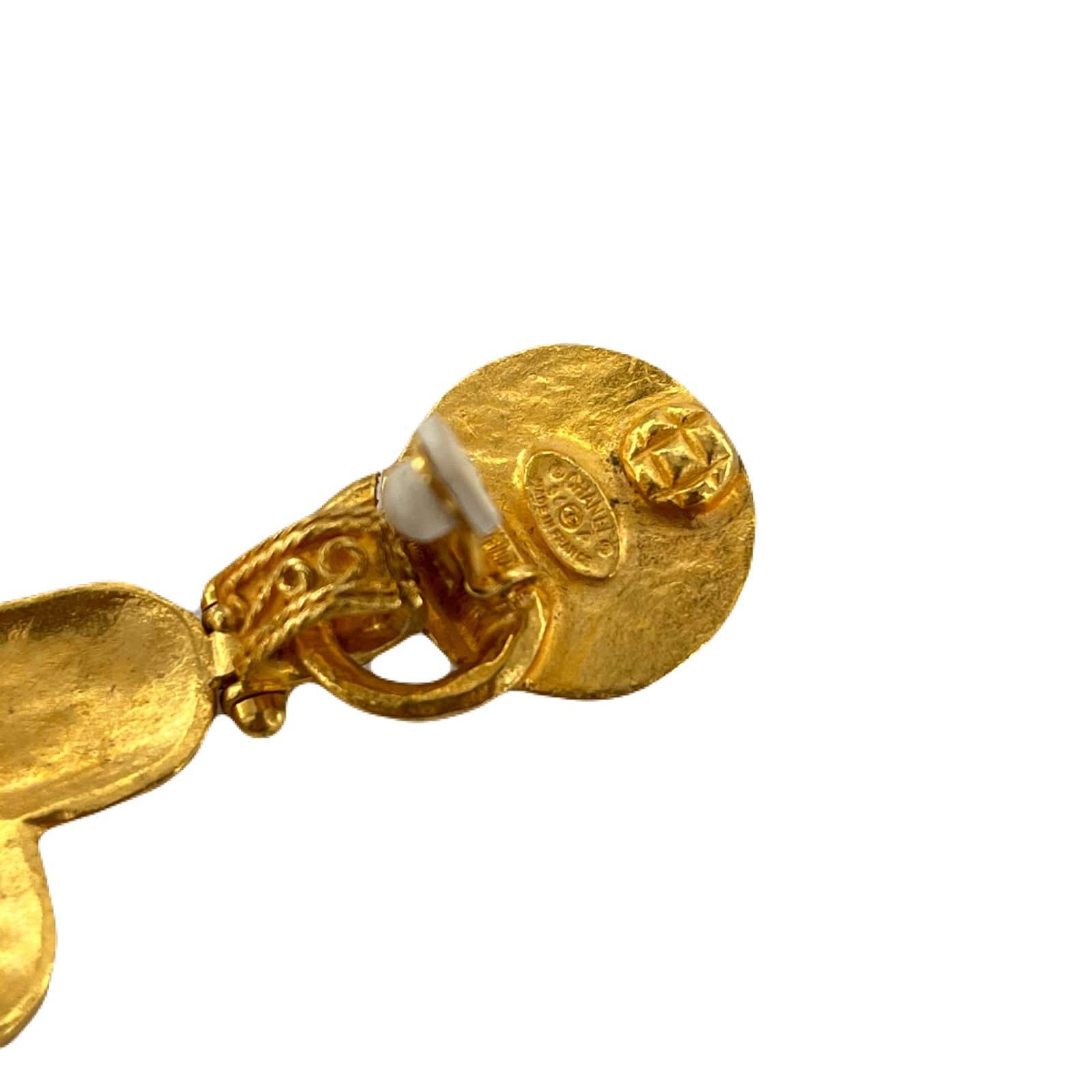 VINTAGE LOVER PURPOSE CHANEL VINTAGE EARRINGS CLOVER MOTIF FAKEPEARL COCOMARK ACCESSORY 94A 90215591