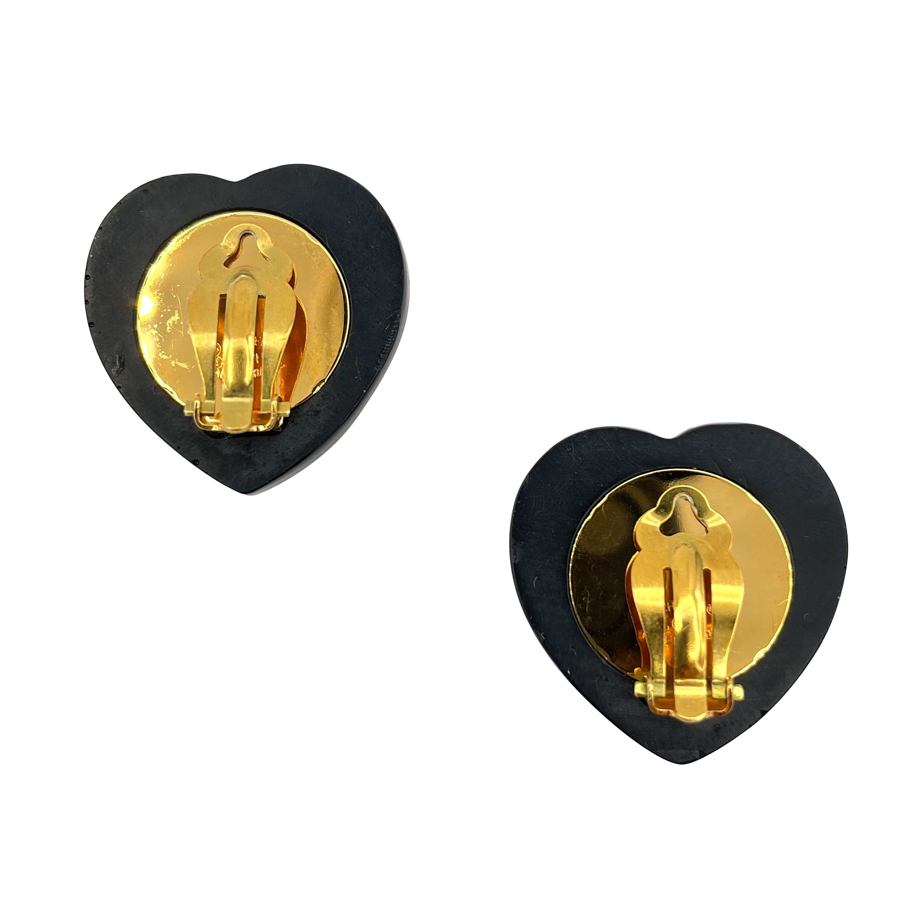 VINTAGE LOVER PURPOSE CHANEL VINTAGE EARRINGS HEART RHINESTONE COCOMARK RED ACCESSORY 95P 90218754