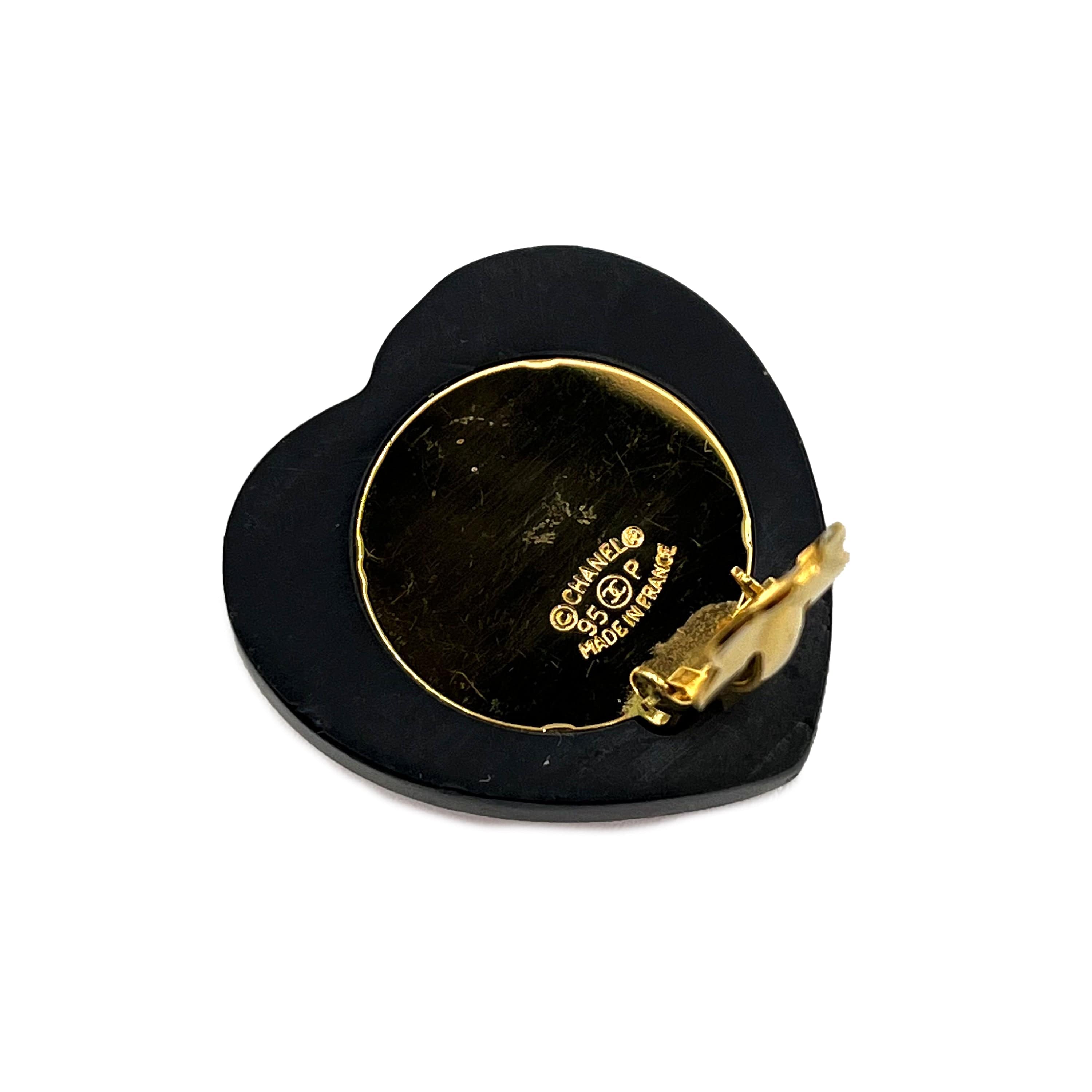 VINTAGE LOVER PURPOSE CHANEL VINTAGE EARRINGS HEART RHINESTONE COCOMARK RED ACCESSORY 95P 90218754