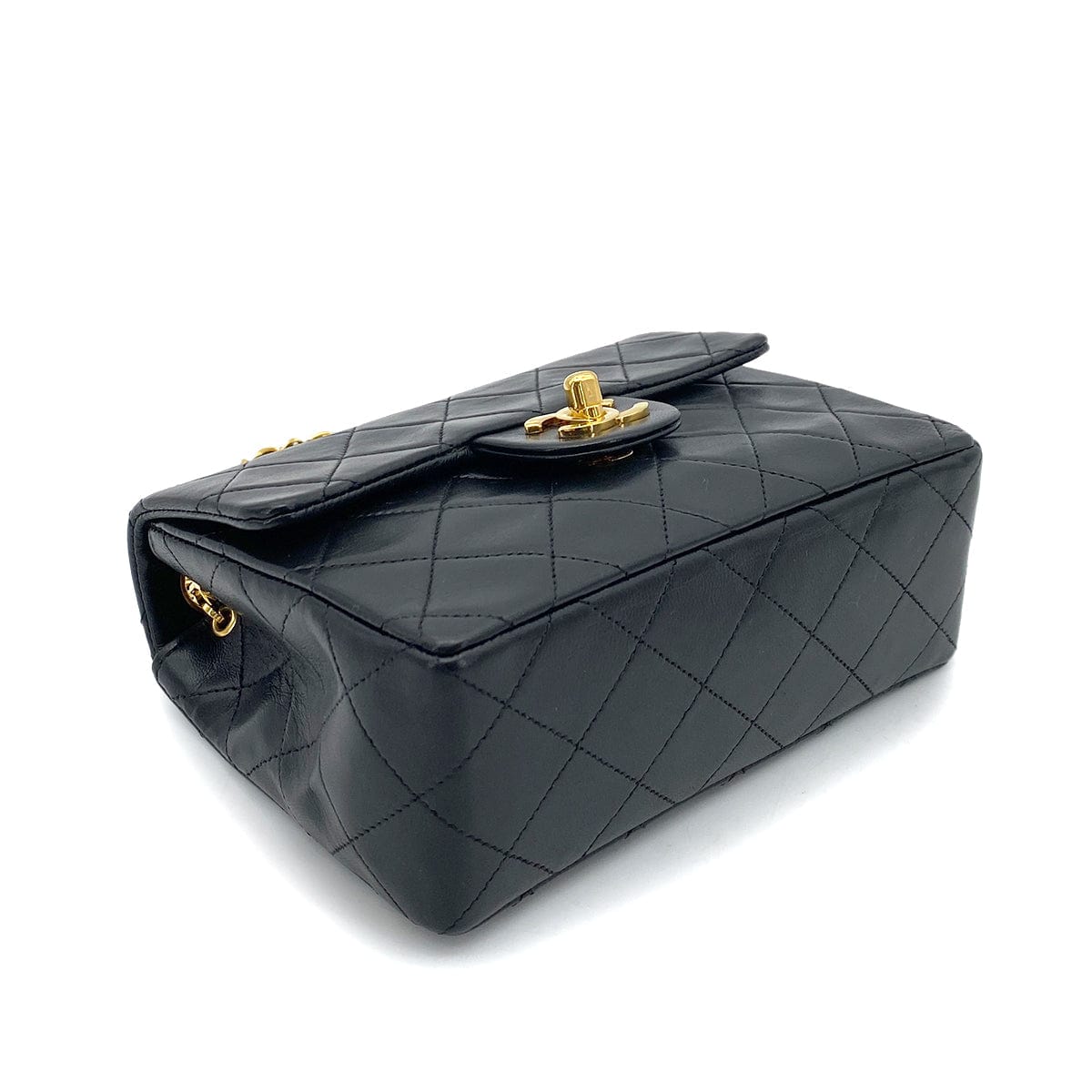 VINTAGE LOVER PURPOSE CHANEL VINTAGE MINI SQUARE 17 CHAIN SHOULDER BAG BLACK LAMB SKIN 90255867