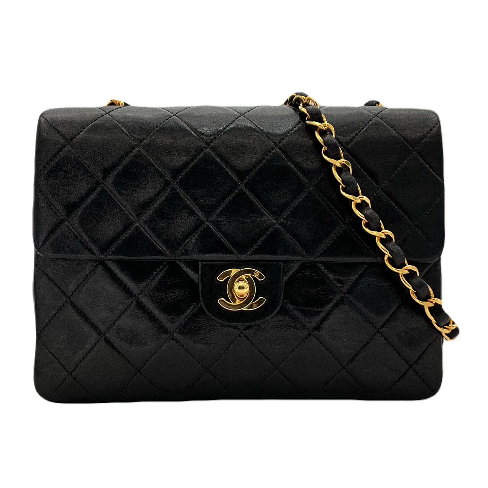 VINTAGE LOVER PURPOSE CHANEL VINTAGE MINI SQUARE 20 CHAIN SHOULDER BAG BLACK LAMB SKIN 90211127