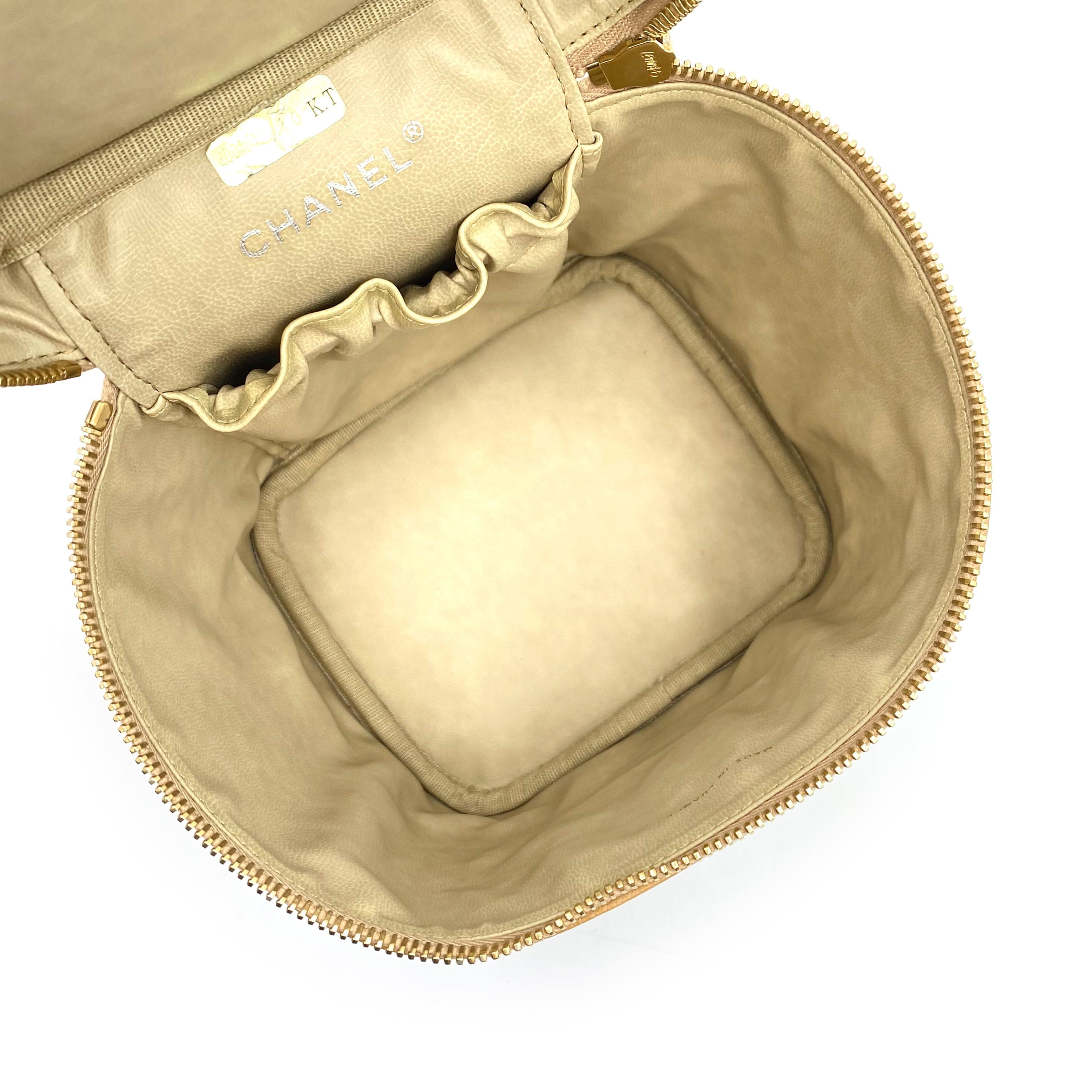 VINTAGE LOVER PURPOSE CHANEL VINTAGE VANITY HAND BAG BEIGE CAVIAR SKIN 90237373