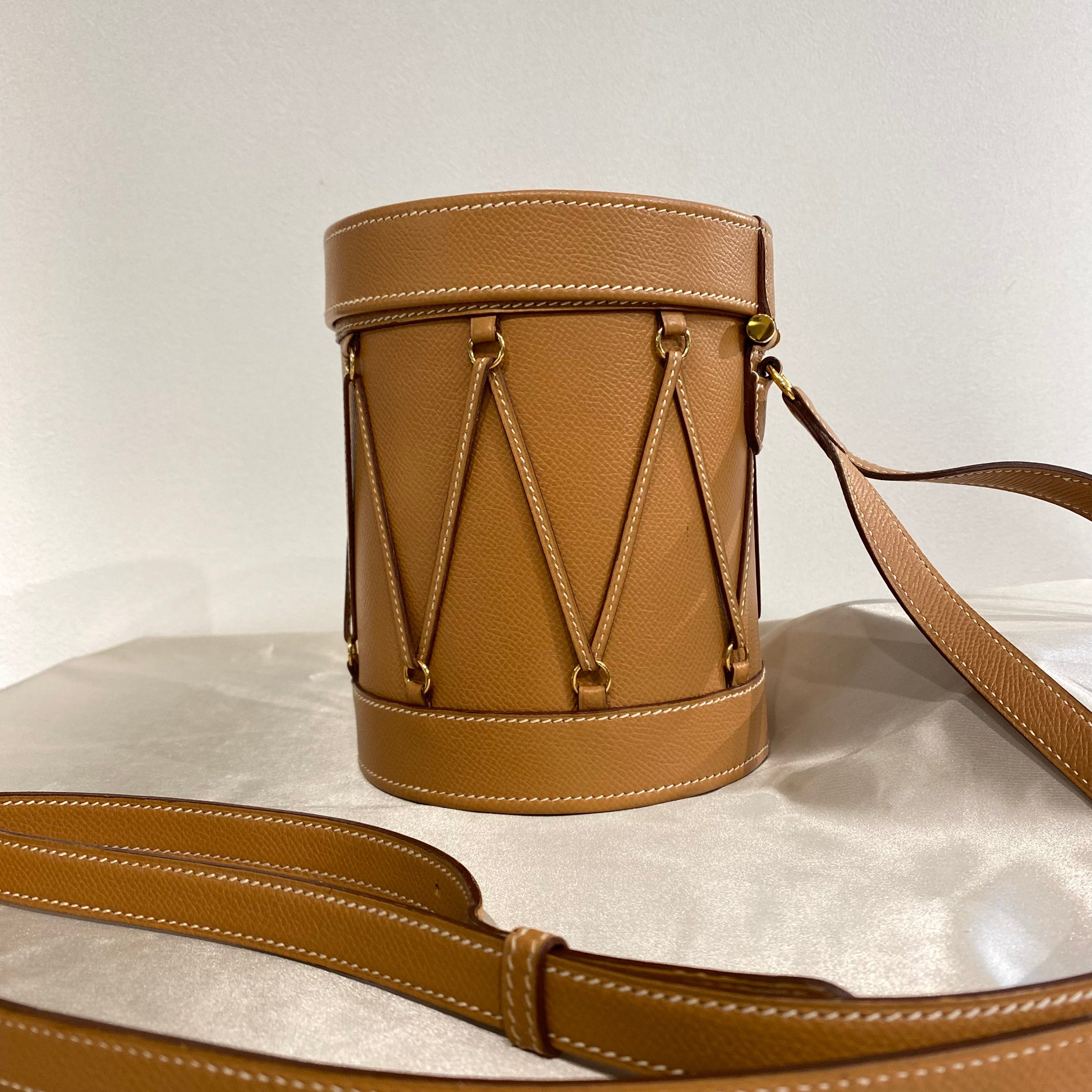 VINTAGE LOVER PURPOSE HERMES TAMBLE GOLD COUCHEVEL SHOULDER BAG 〇S 90208964