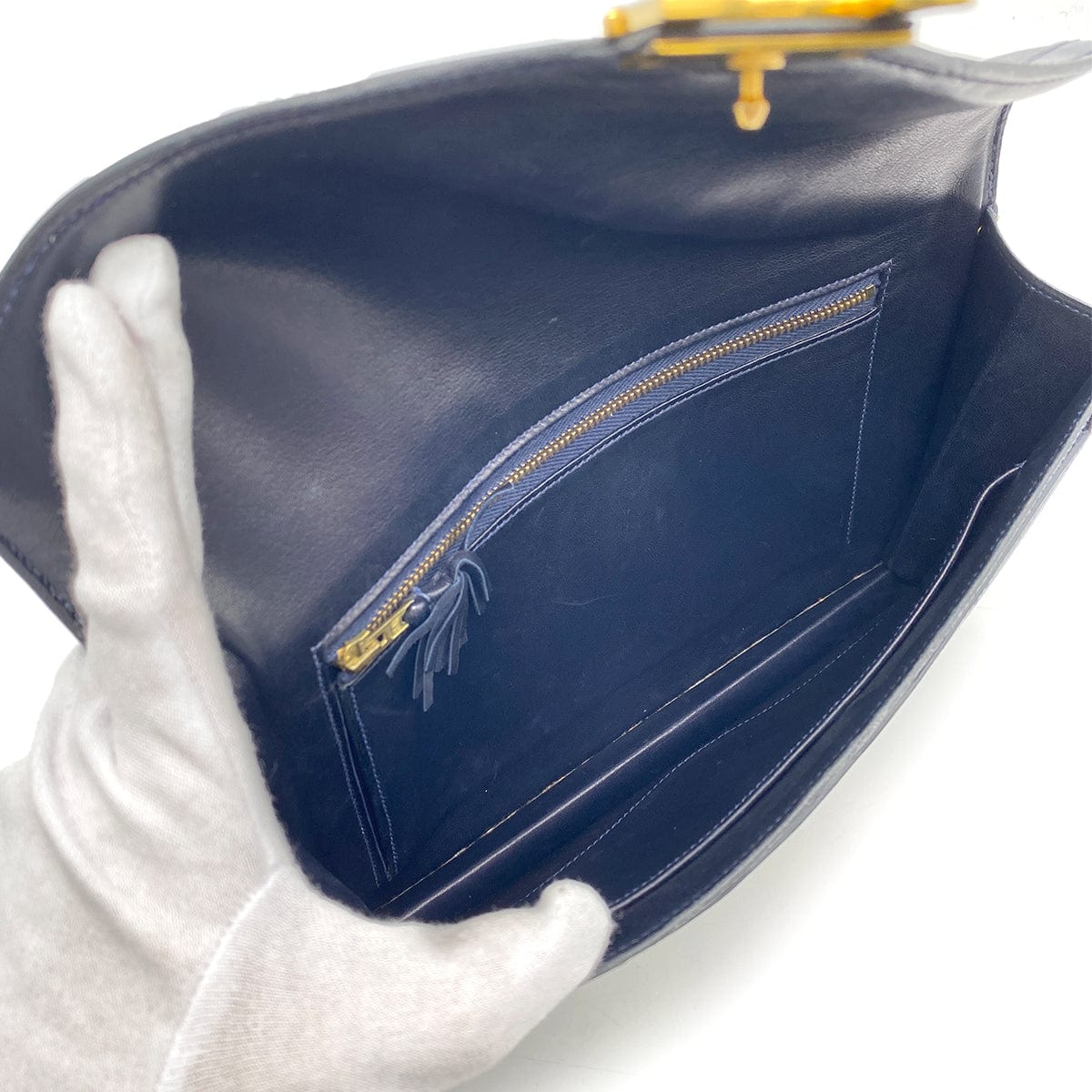 Hermes Vintage Lydie Blue Indigo Boxcalf GHW #H 90242672 – Luxury