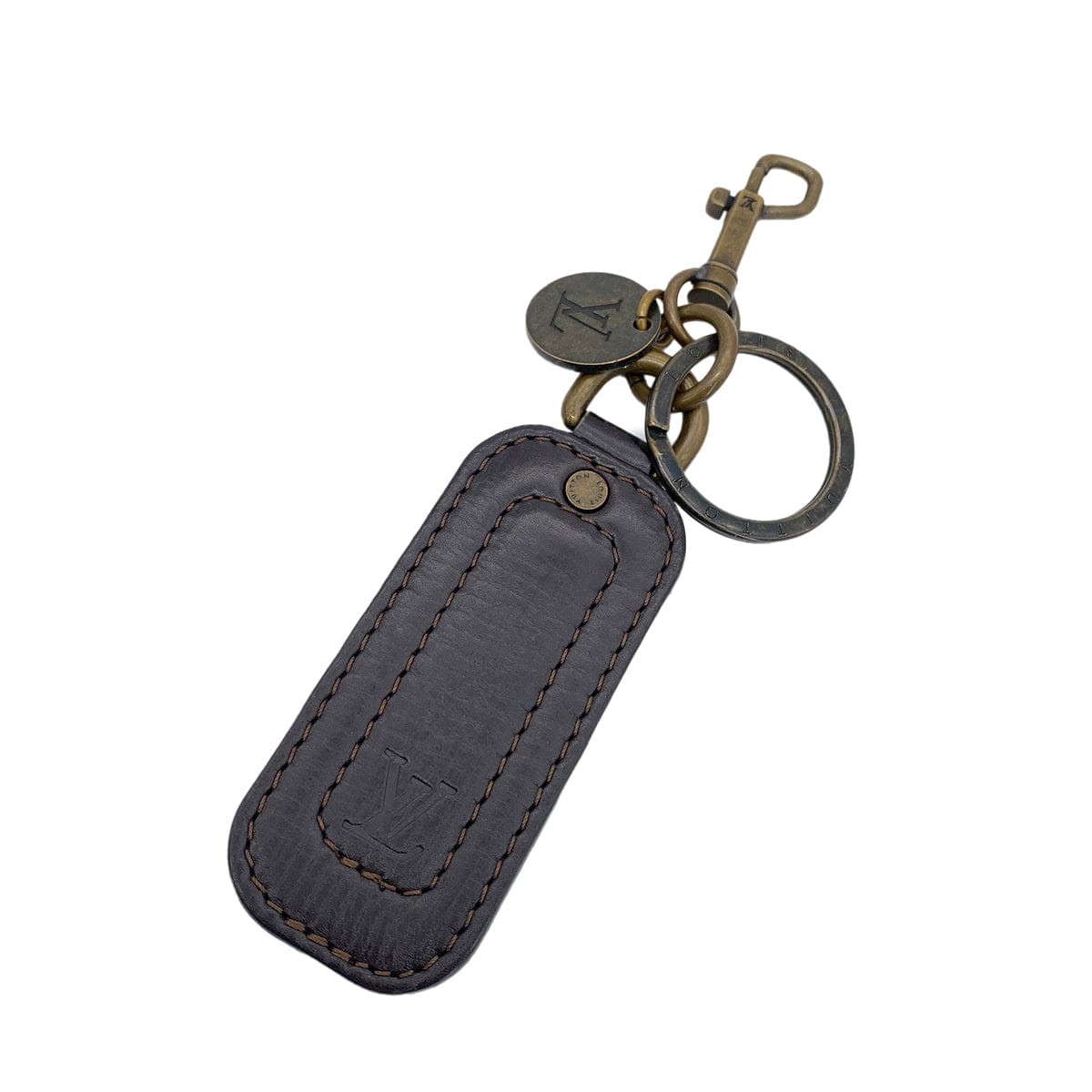 VINTAGE LOVER PURPOSE LOUIS VUITTON BAG CHARM KEY HOLDER LEATHER BROWN 90253890